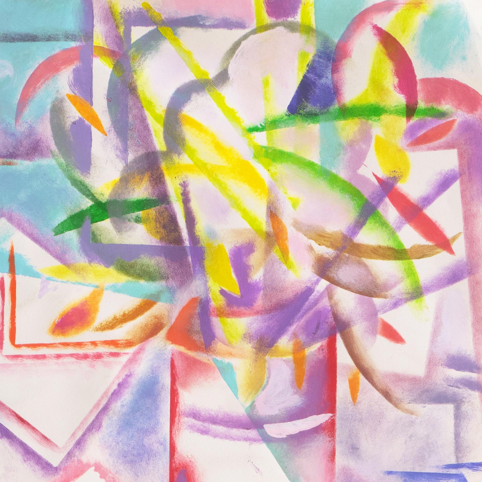 'Pastis and Peaches on a Lace Tablecloth', Prismatic Modernist Still Life For Sale 1