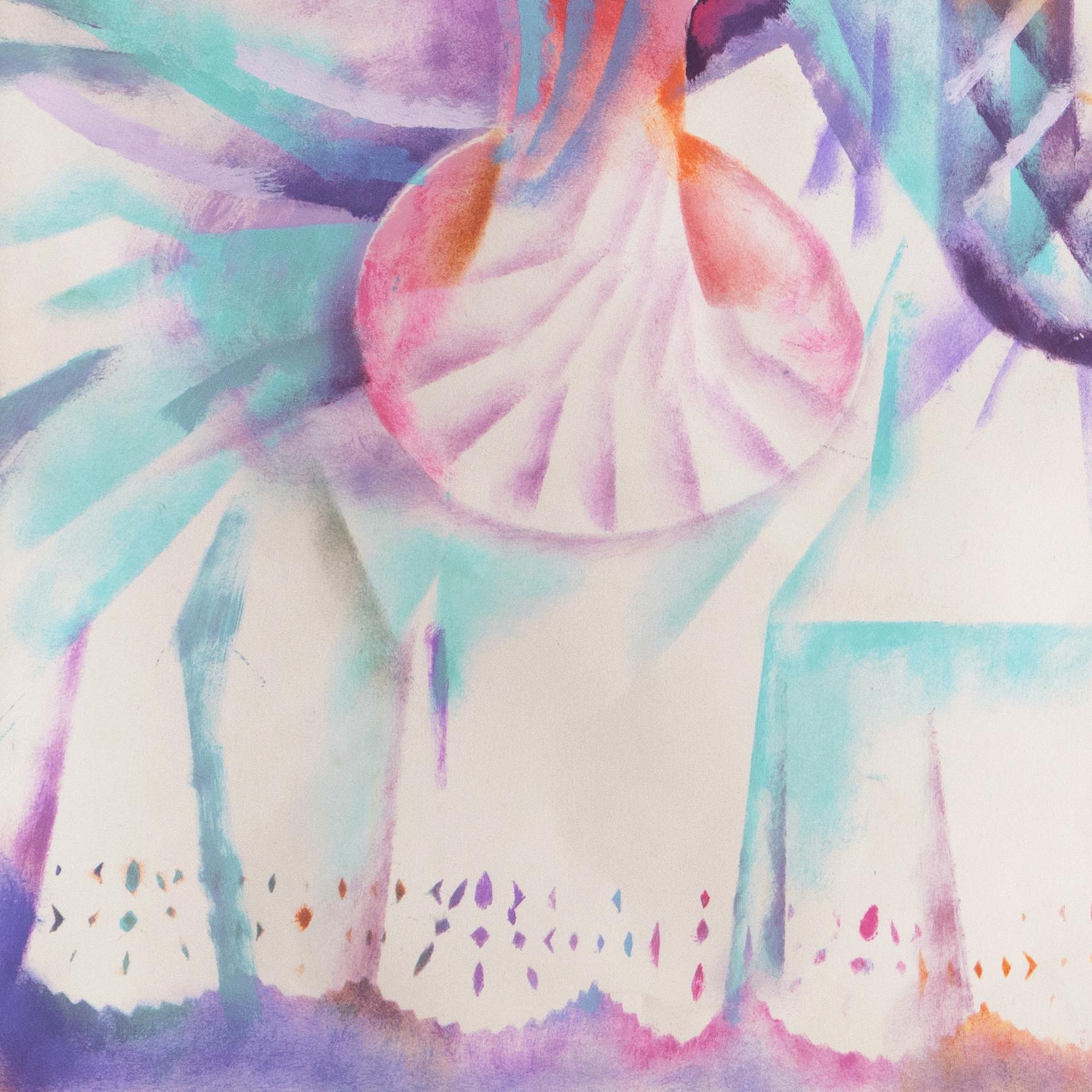 'Pastis and Peaches on a Lace Tablecloth', Prismatic Modernist Still Life For Sale 2