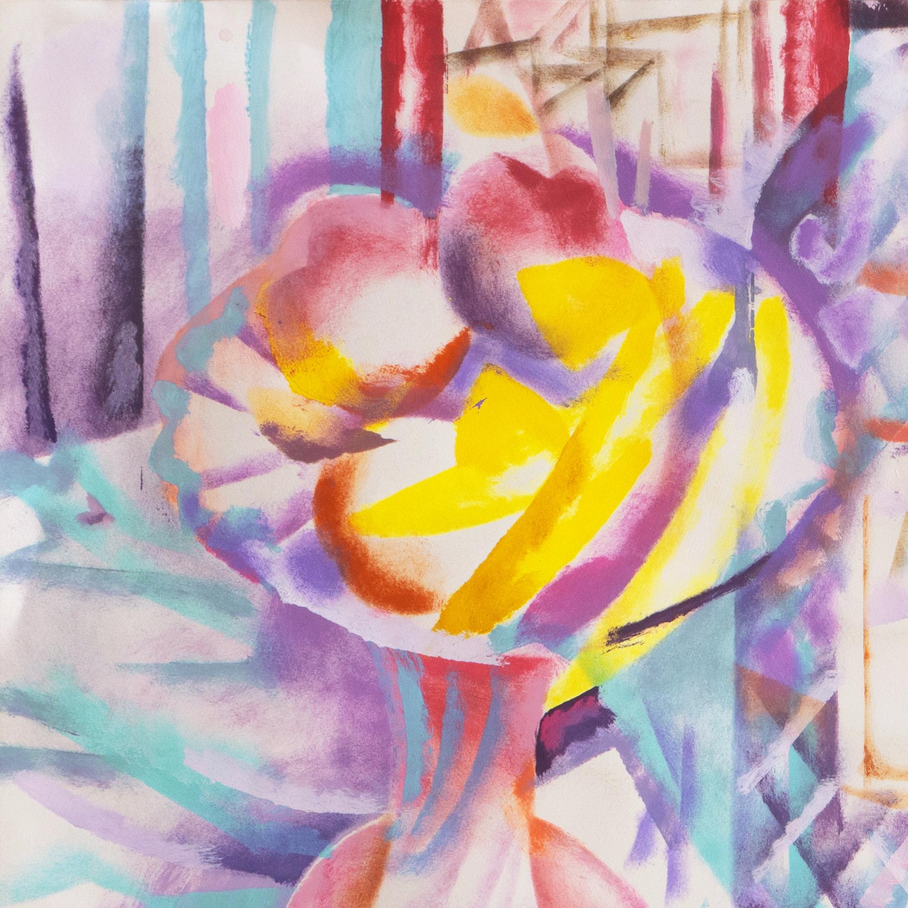 'Pastis and Peaches on a Lace Tablecloth', Prismatic Modernist Still Life For Sale 5