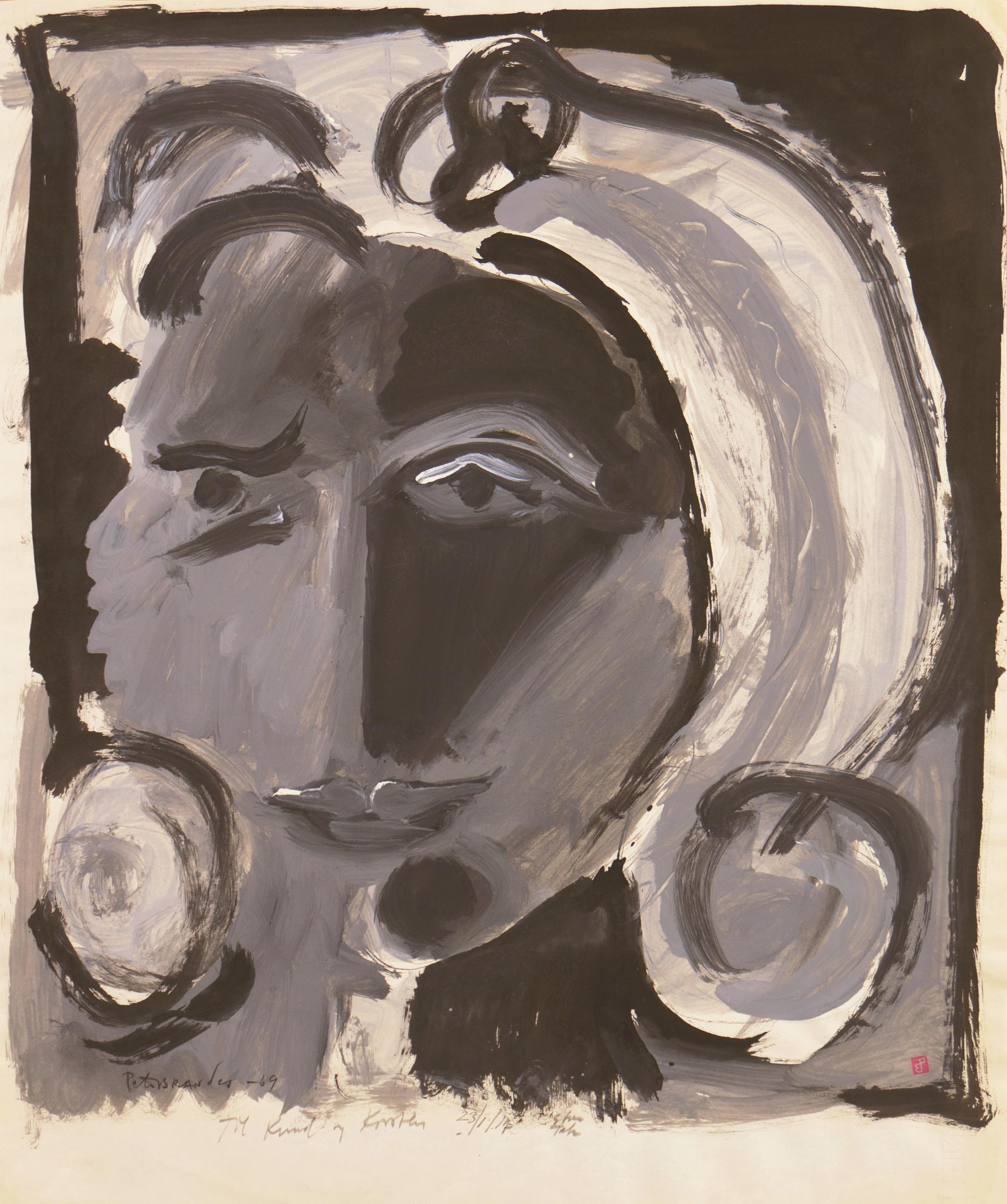 Peter Brandes Portrait - 'Study of a Woman', Danish Modernist Grisaille, Greek Mythology, Roskilde