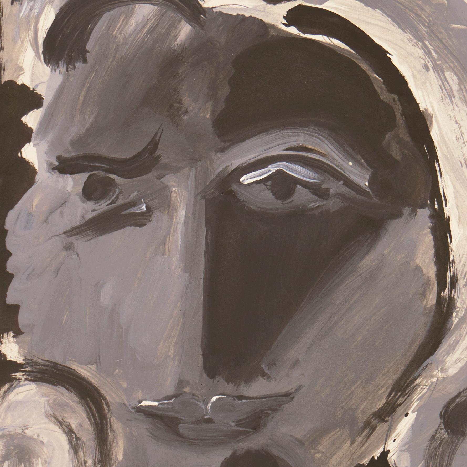 'Study of a Woman', Danish Modernist Grisaille, Greek Mythology, Roskilde - Gray Portrait by Peter Brandes