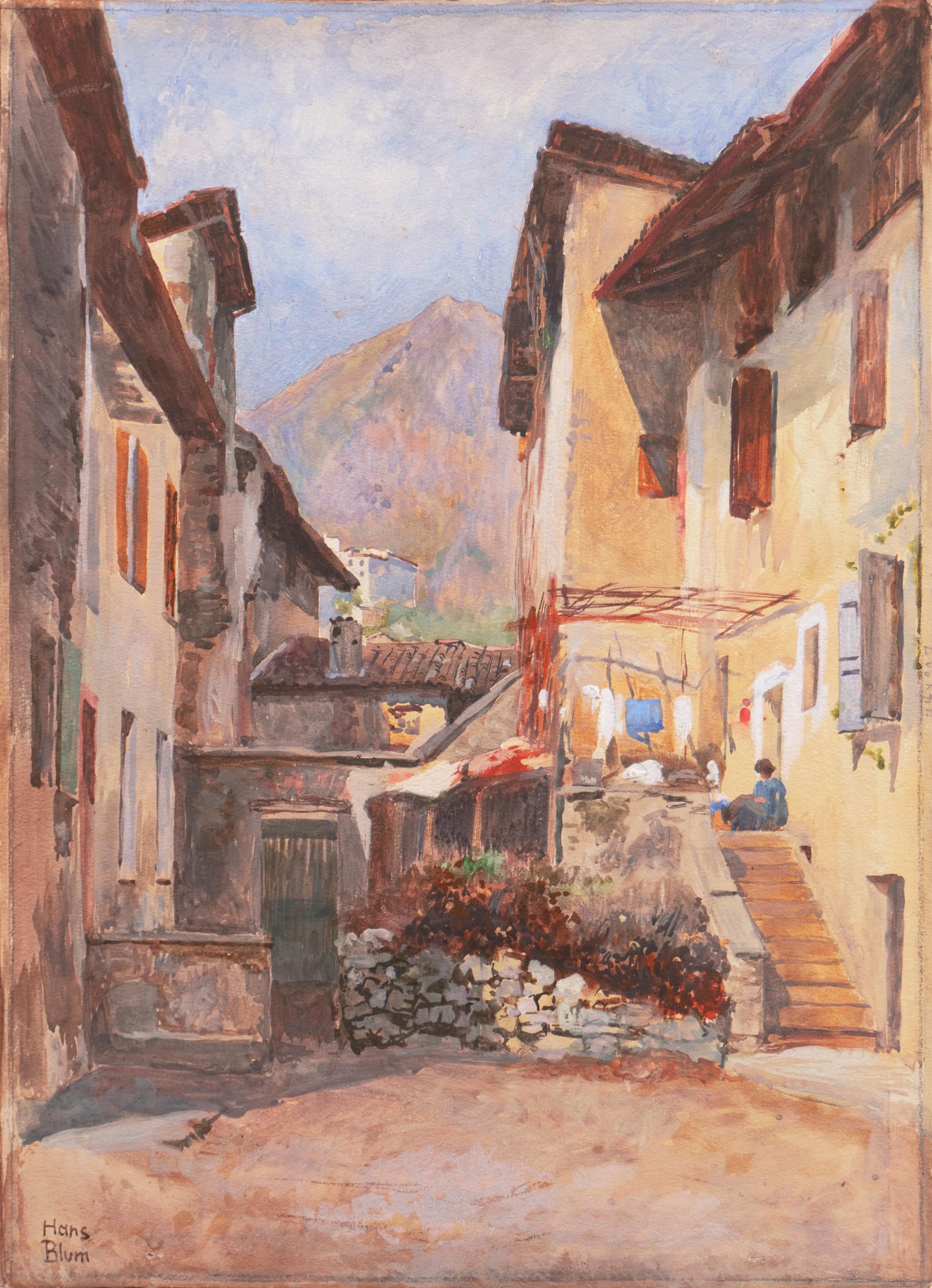 Hans Blum Landscape Art - 'Alpine Landscape in Piedmont', Munich School Professor