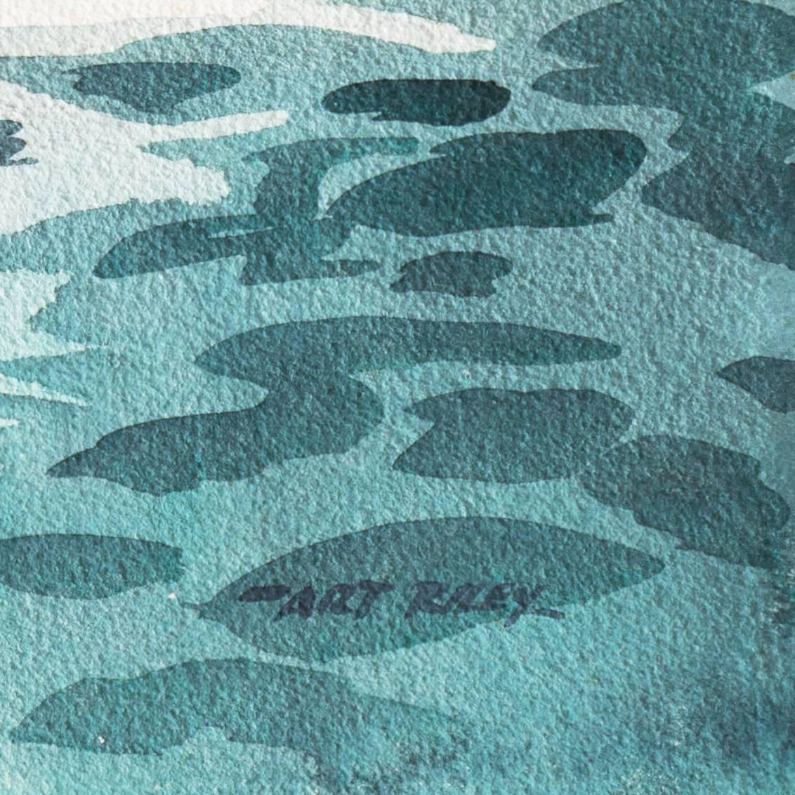 'Coastal Breakers', Mid-century California, American Watercolor Society, CWS For Sale 3