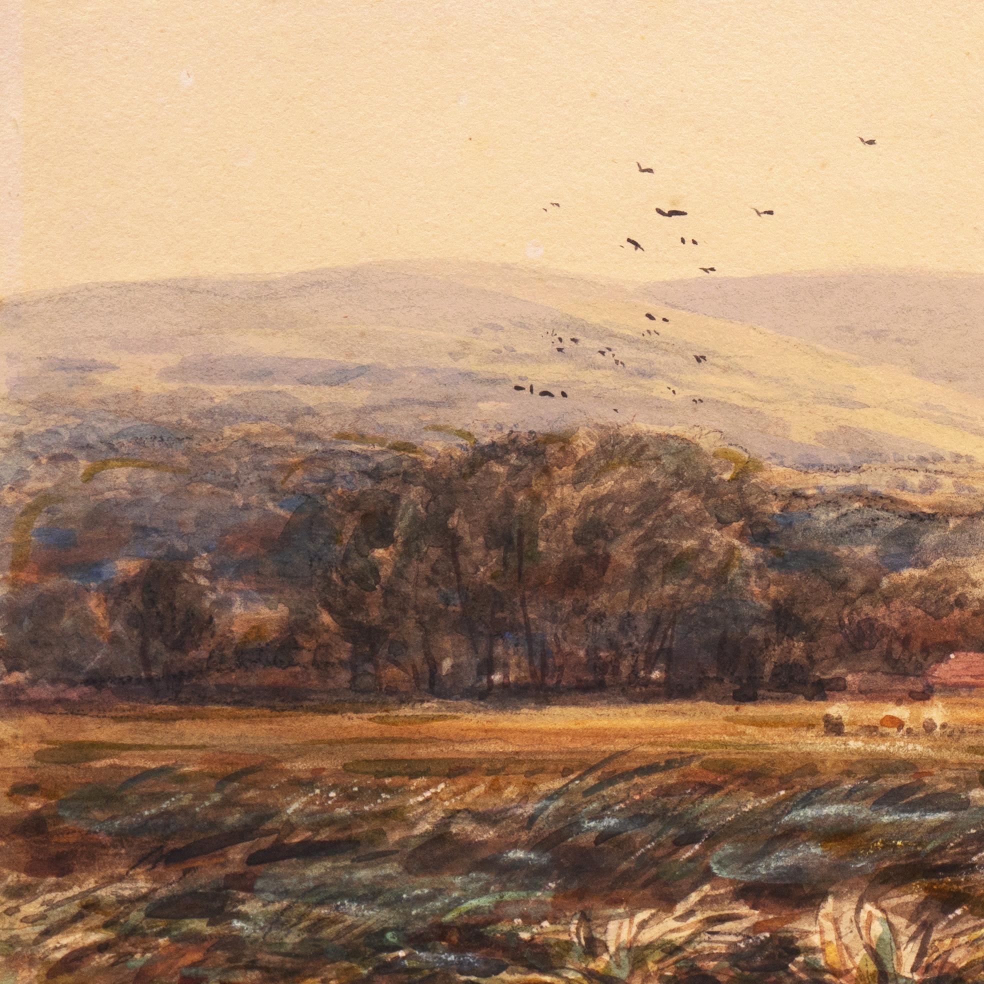 „Village mit Kirchenschleife“, englisches Aquarell aus der Mitte des 19. Jahrhunderts, David Cox im Angebot 7