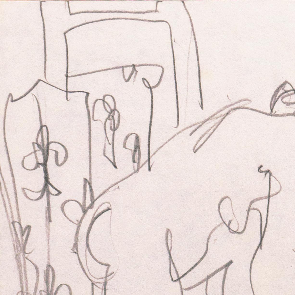 Estate stamp verso for Victor di Gesu (AmerIcan, 1914-1986) and drawn circa 1955.

Winner of the Prix Othon Friesz, Victor di Gesu first attended the Los Angeles Art Center and the Chouinard Art School before moving to Paris where he studied with