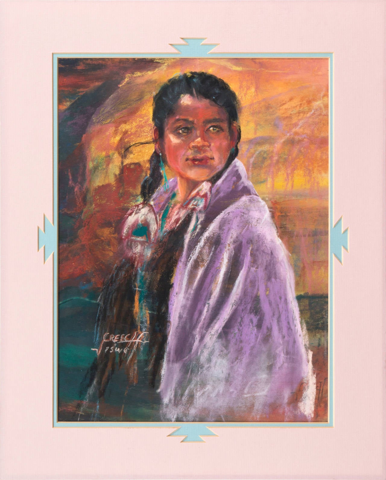 « Portrait d'un jeune Navajo », amérindien, Arizona, artiste californienne - Art de Victoria Creech Stewart