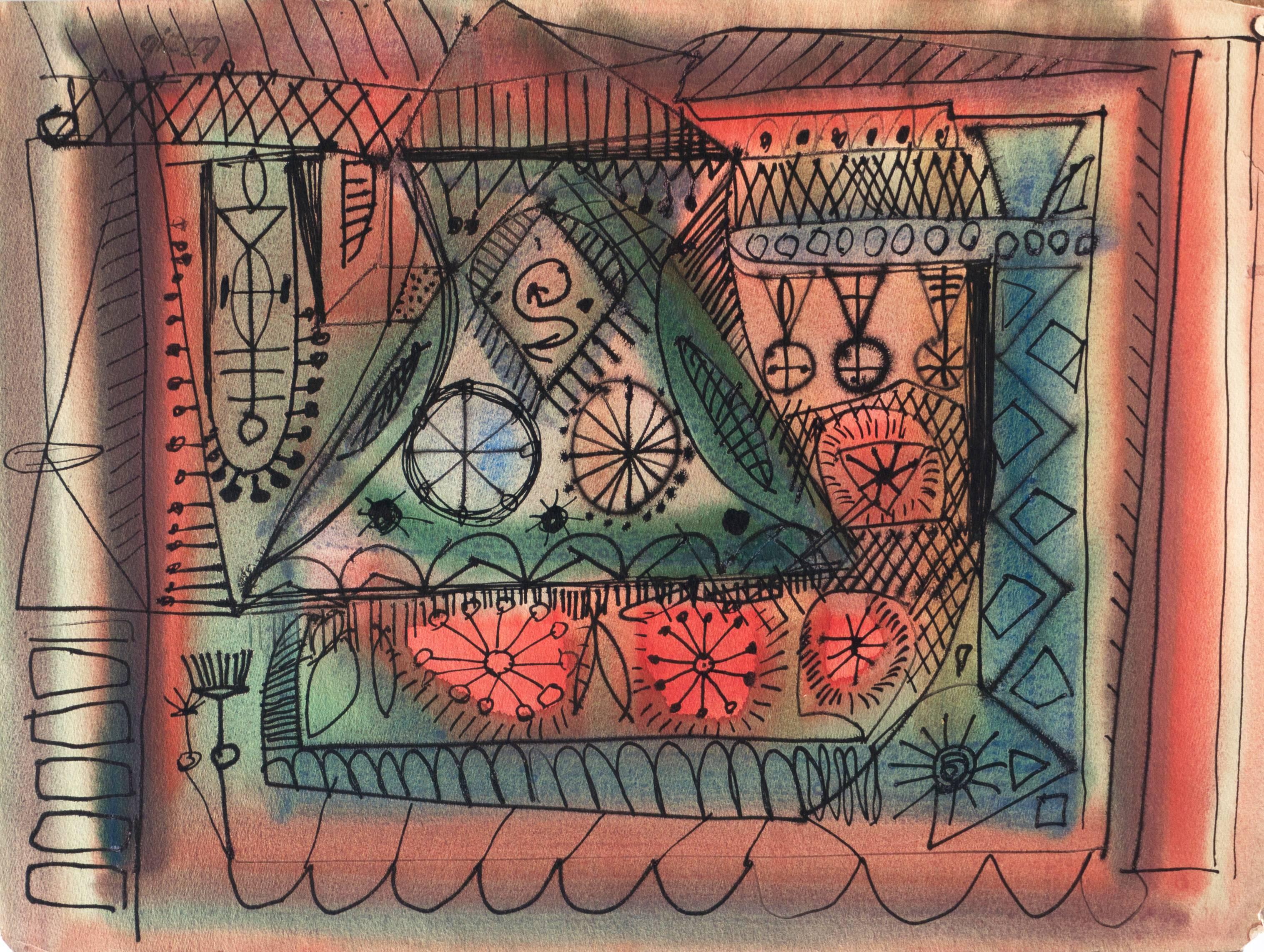 Abstract Drawing de Robert George Gilberg - 'Abstracto dinámico', Modernismo del Área de la Bahía de San Francisco, California, Thiebaud