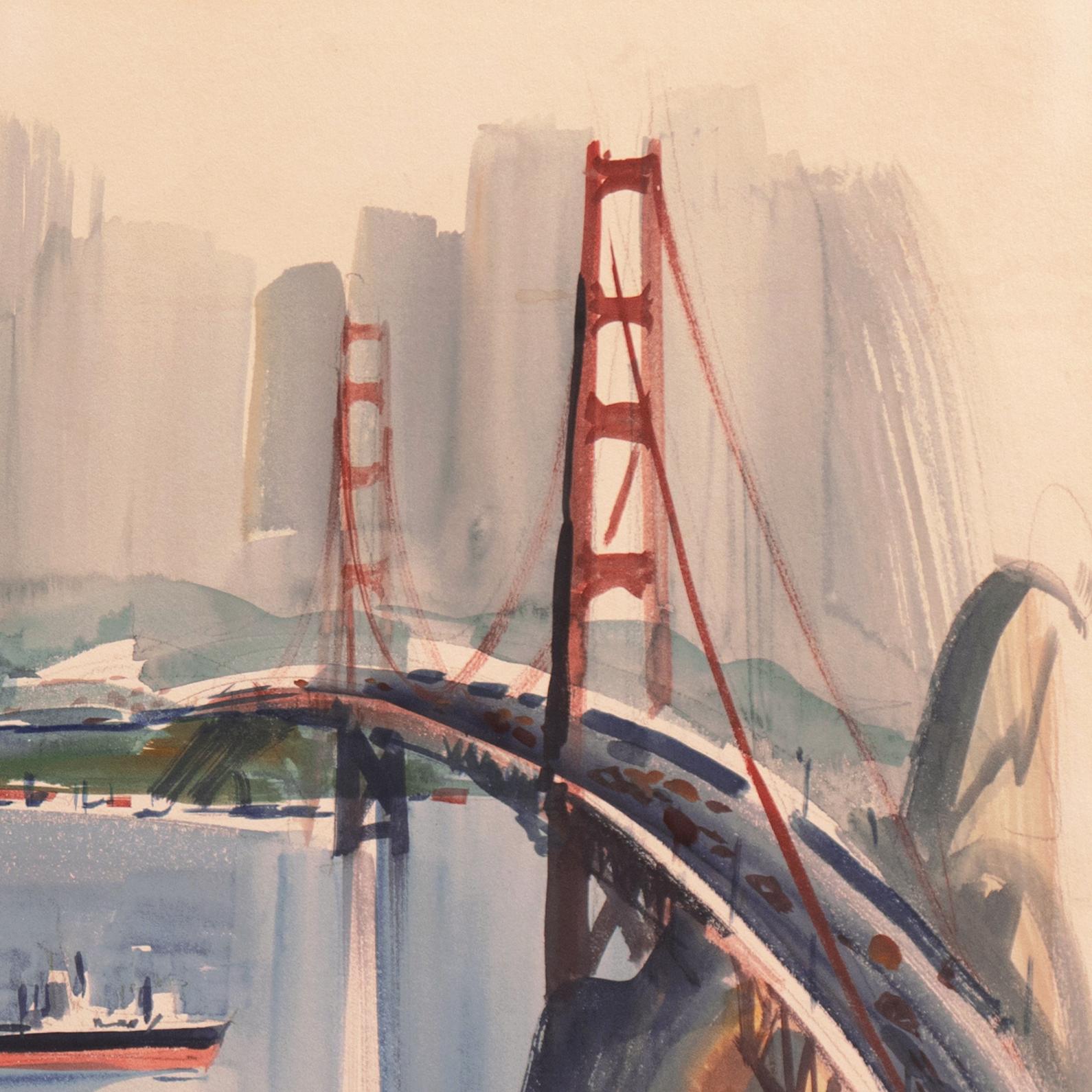 'San Francisco from Marin', Seattle, SAM, Frye Museum, Golden Gate, Sausalito - Modern Art by Jess Cauthorn