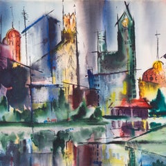 'Lakeshore Drive, Chicago', Modernist Cityscape, Woman Artist, Crocker Museum