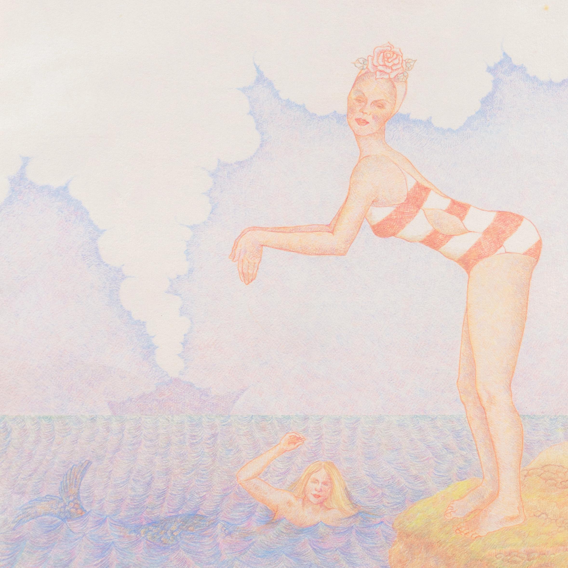 « U.S.S.S. Love », Swimming with Mermaids, Merman - Surréalisme Art par Roberta Loach
