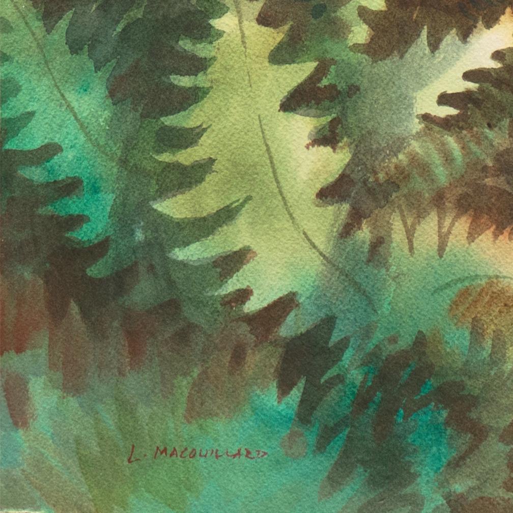 'Ferns and Mushrooms', Art Students League, CCAC, San Francisco Art Association - Brown Landscape Art by  Louis Macouillard 