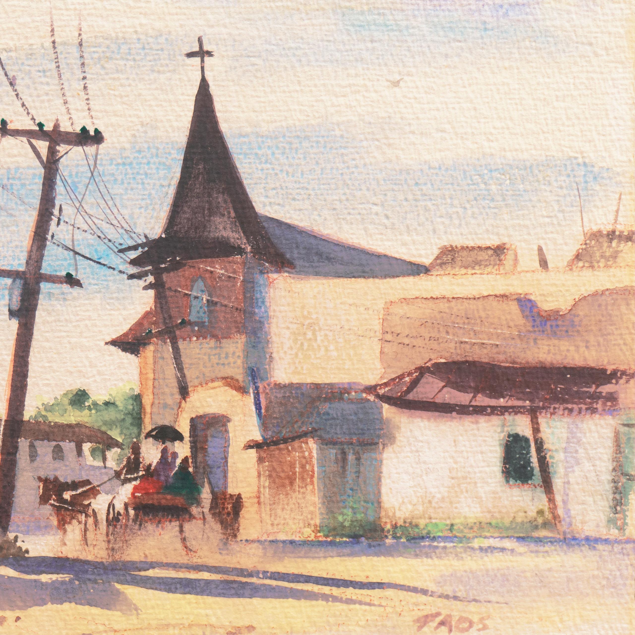 „Taos“, American Watercolor Society, Chouinard, New York, Art Student's League im Angebot 1