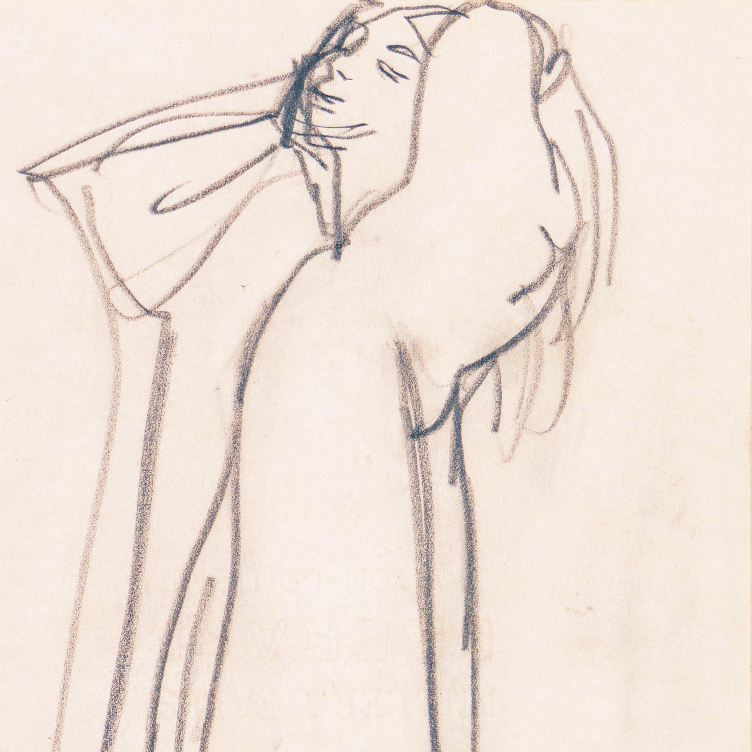 'Woman Standing', Paris, Louvre, Salon d'Automne, Ac. Chaumière, LACMA, SFAA - Beige Figurative Art by Victor Di Gesu