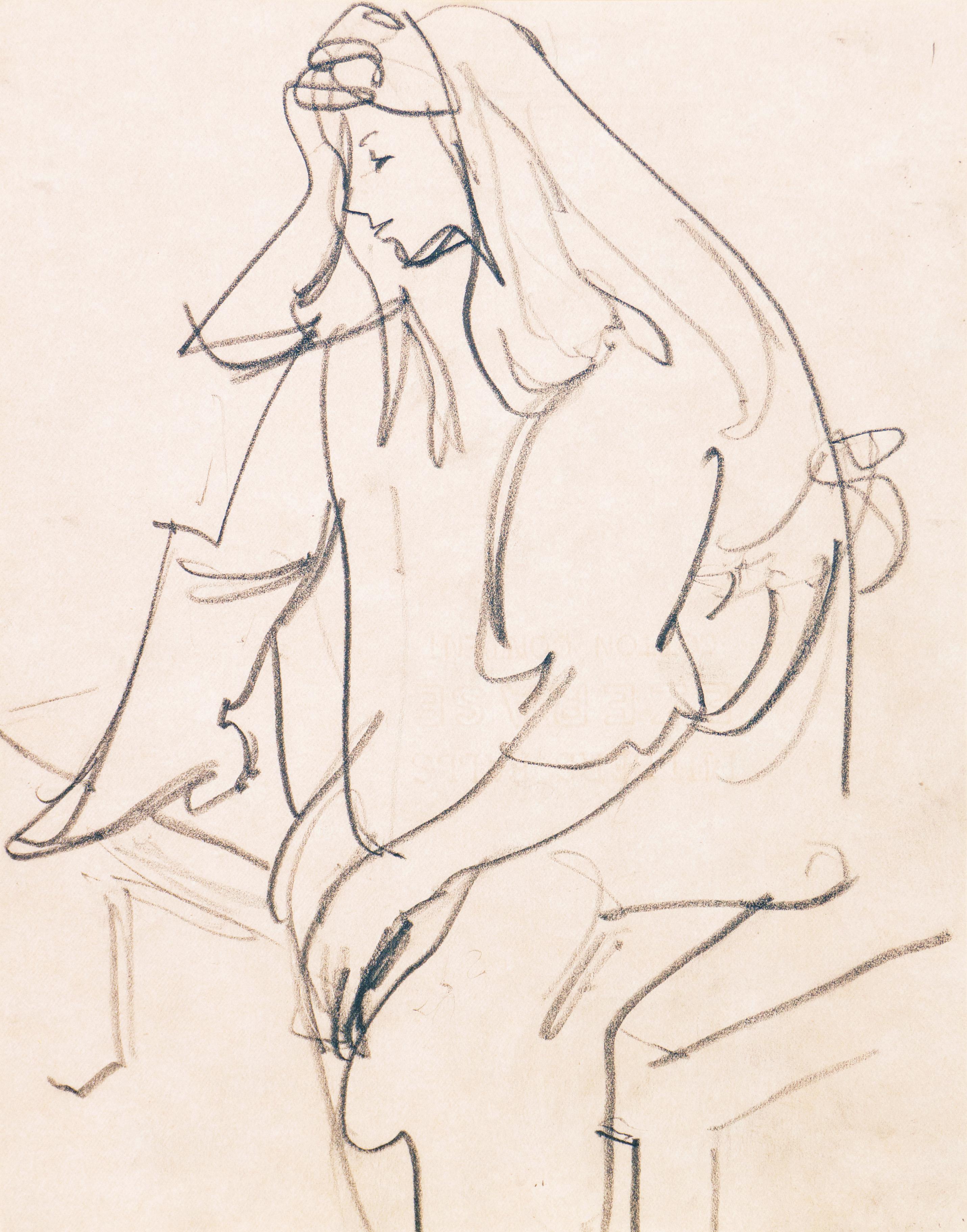 Victor Di Gesu Figurative Art - 'Woman Seated', Paris, Louvre, Salon d'Automne, Académie Chaumière, LACMA, SFAA