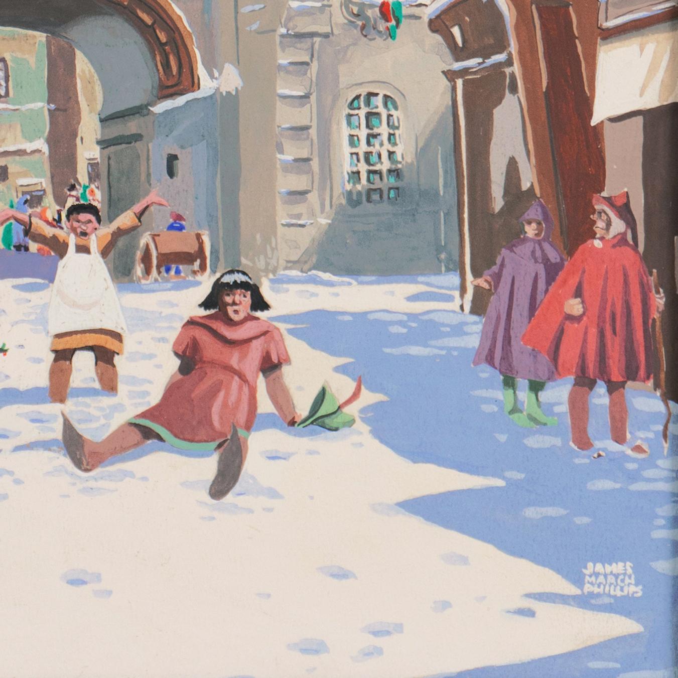'The Thief from François Villon's Christmas', San Francisco Bay Area Illustrator - Gray Landscape Art by James March Phillips