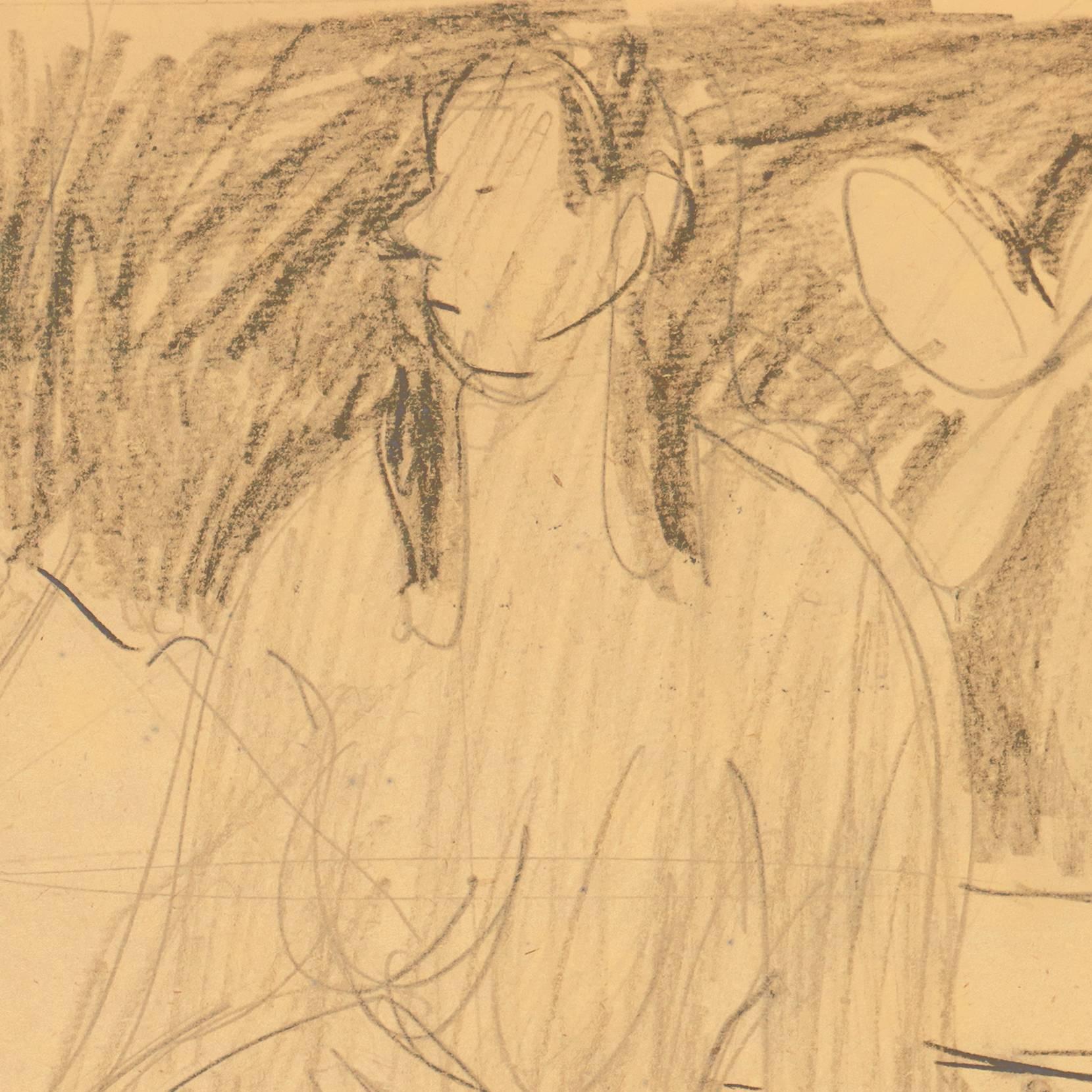 'Seated Nude with Mandolin' Paris, Louvre, Salon d'Automne, Ac. Chaumière, LACMA For Sale 1