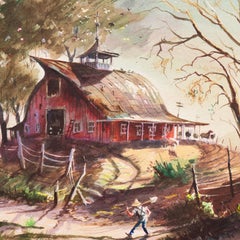 'Early Snow on a Dutch Barn Roof', Rural landscape