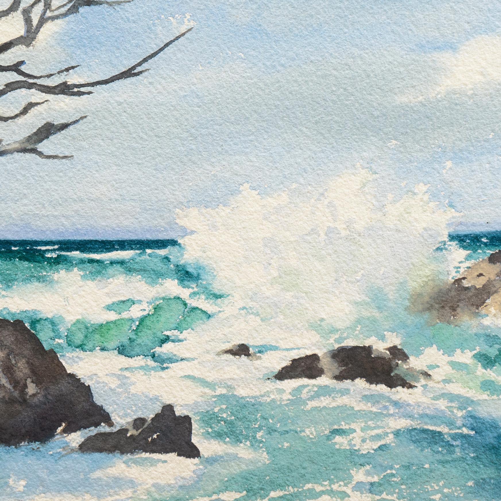 'Lone Cypress', Carmel Seascape, California Plein Air, Pebble Beach, Monterey For Sale 1