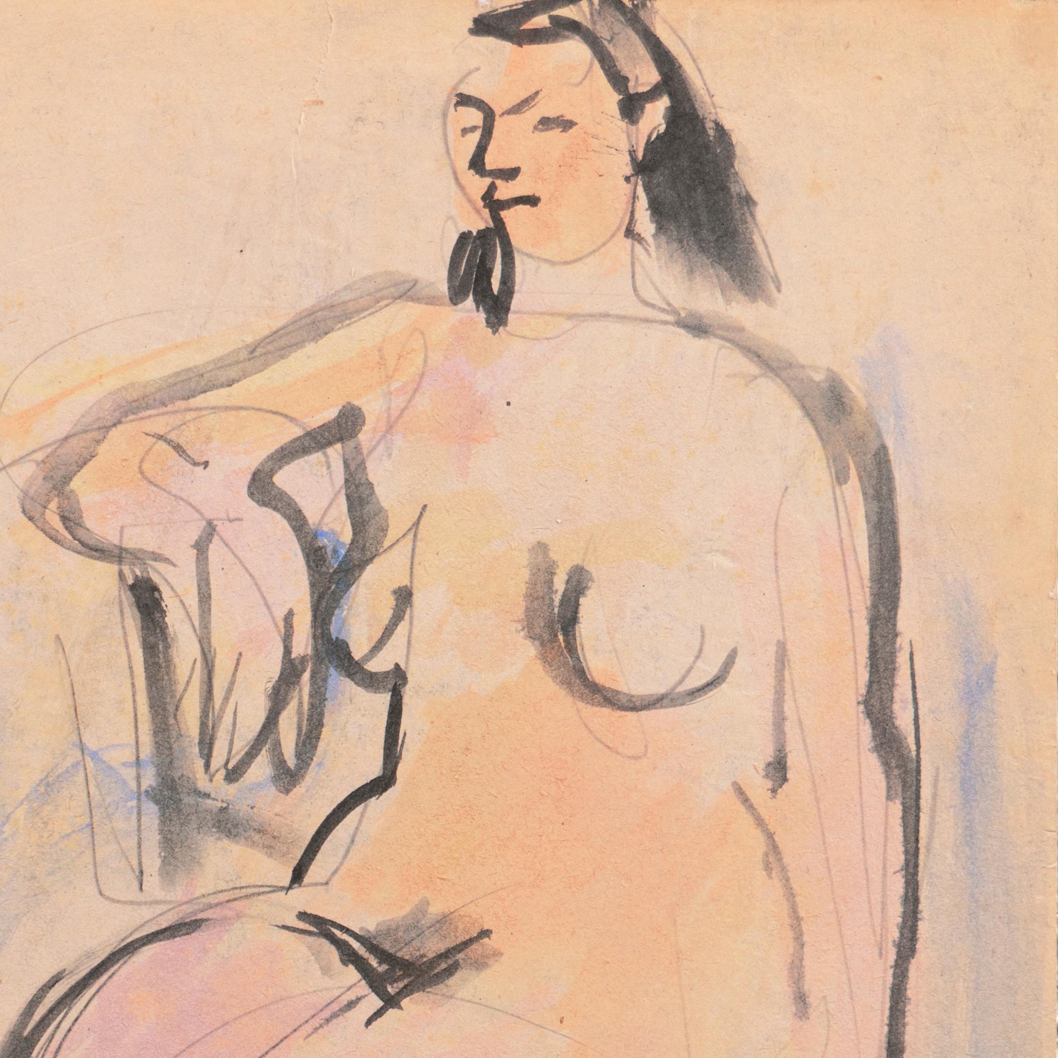 Stamped, verso, with estate stamp for Victor Di Gesu (American, 1914-1988) and created circa 1955.

Winner of the Prix Othon Friesz, Victor di Gesu first attended the Los Angeles Art Center and the Chouinard Art School before moving to Paris where