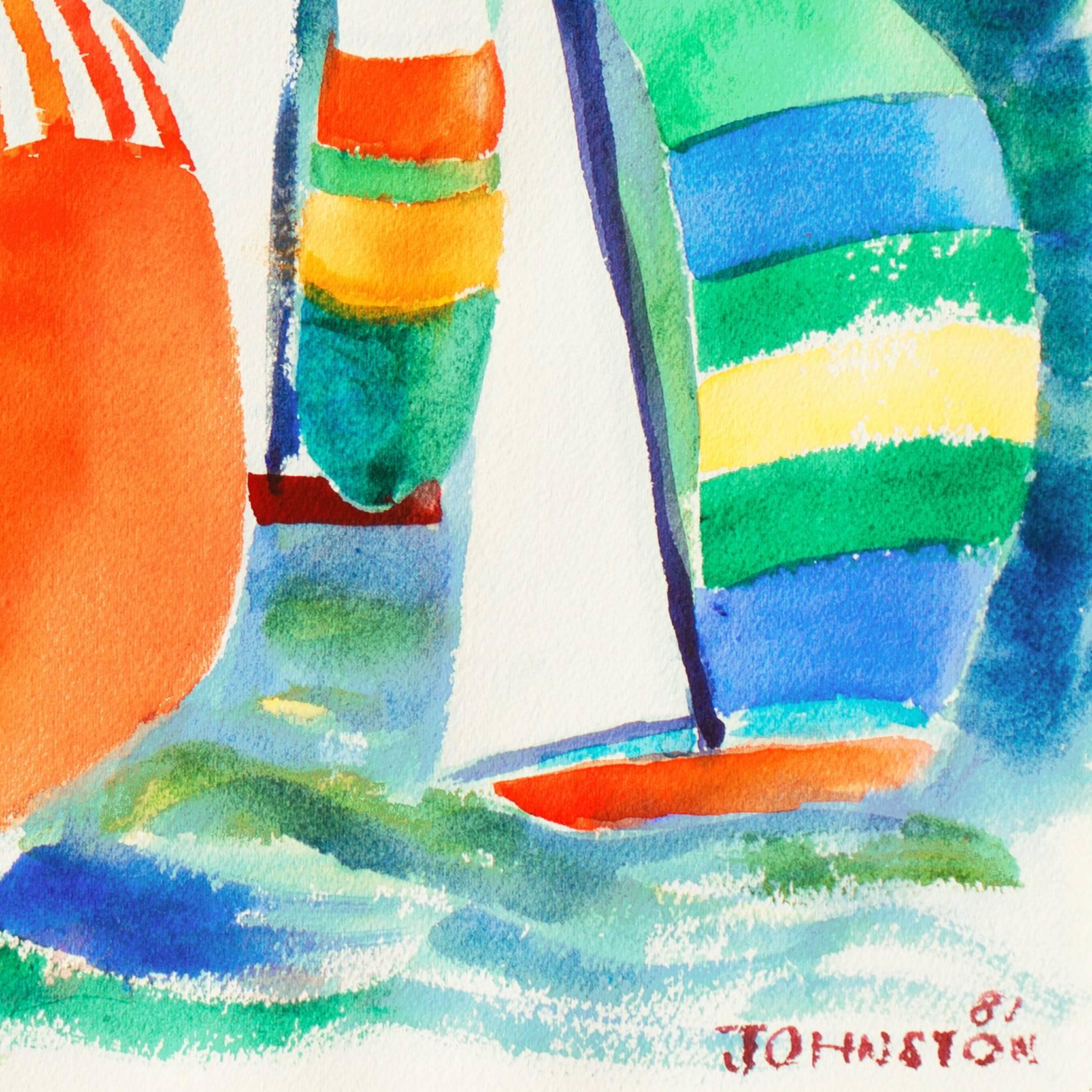 « pinnakers at Sunset », California Watercolor Association, Pacific Grove Artist en vente 1