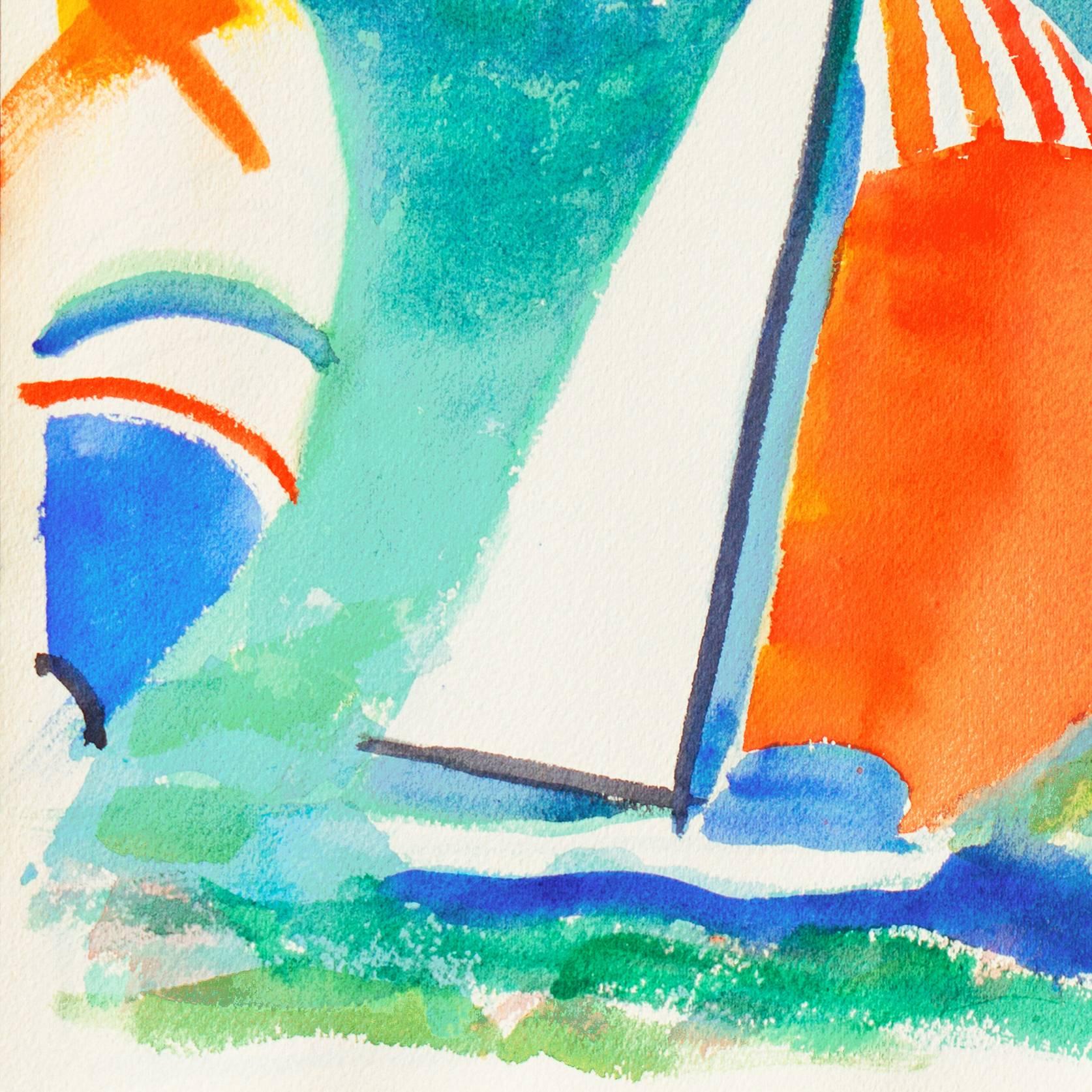 « pinnakers at Sunset », California Watercolor Association, Pacific Grove Artist en vente 2