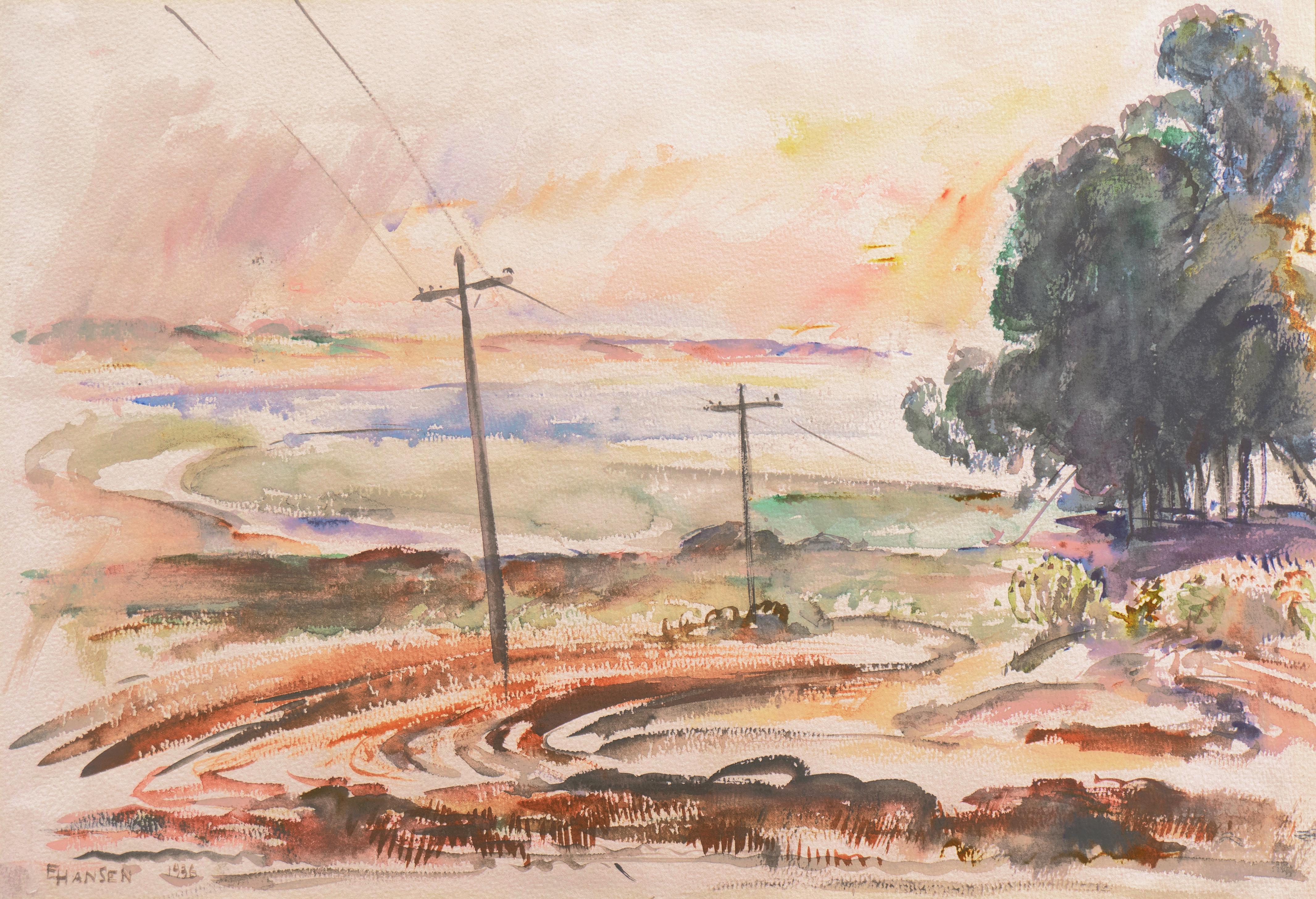Signed lower left, "E Hansen" for Ejnar Hansen (American, 1884-1965) and dated 1936.

Ejnar Hansen studied at Copenhagen's Royal Academy of Art before moving to the United States in 1914 and settling in Pasadena in 1924. An ardent proponent of