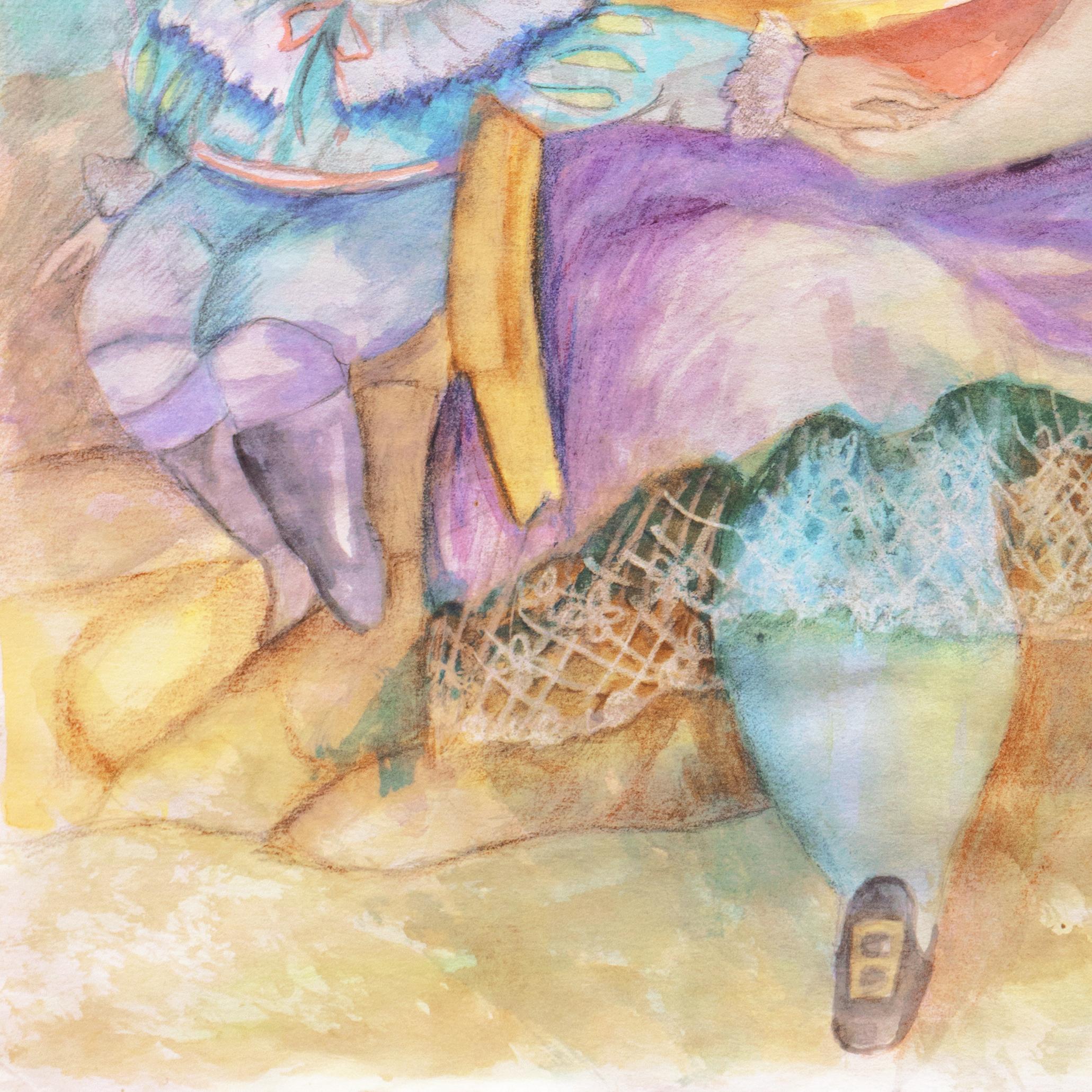 Gemalt von Norha Beltran (bolivianisch-amerikanisch, 20. Jahrhundert). Begleitet von einem alten Label der Hourian Gallery, San Francisco, und einer umfassenden Künstlerbiografie. 