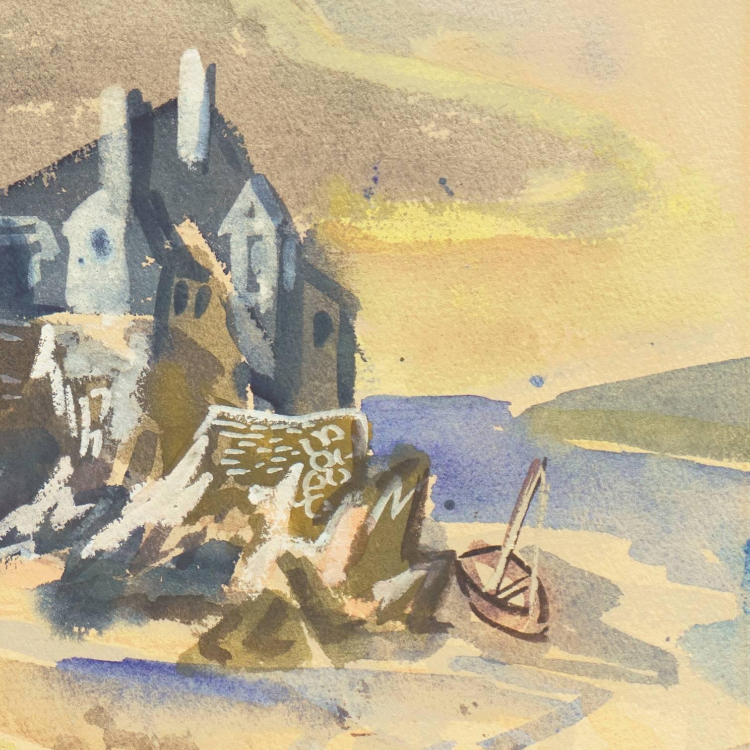 „The Harbor at Low Tide“, deutsche modernistische Meereslandschaft im Angebot 1