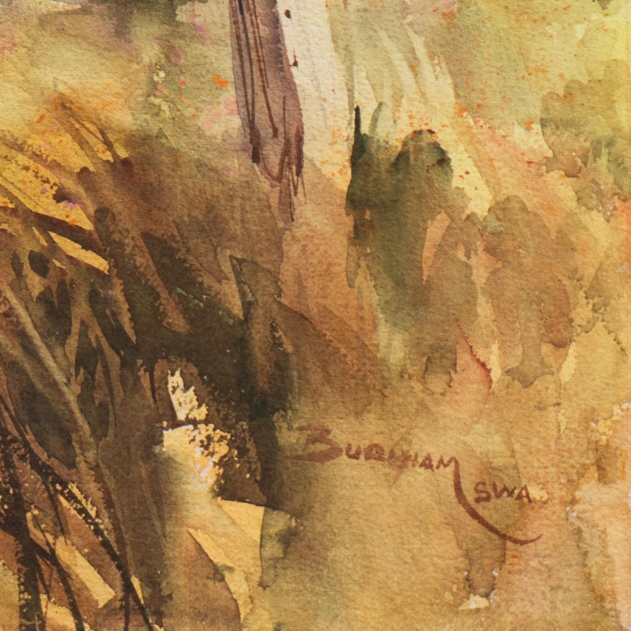'Buzones rurales', Mujer Artista de California, Sociedad de Artistas del Oeste - Landscape Art Marrón de Jane Burnham 
