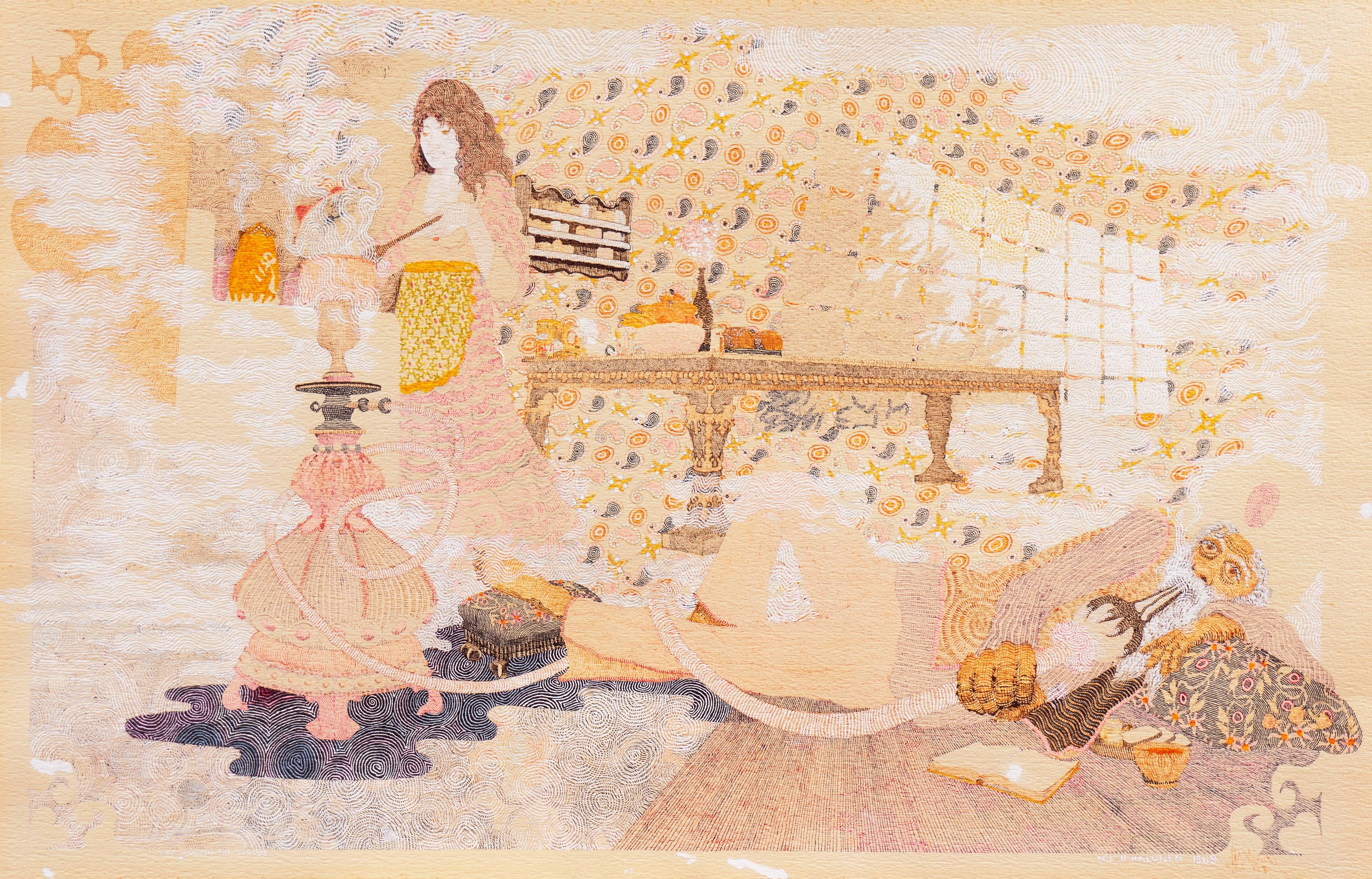 Keith Halonen Interior Art - 'Life Among the Clouds', Hookah, Persian, Indian, Sufi, Hashish, Pipe Dreams
