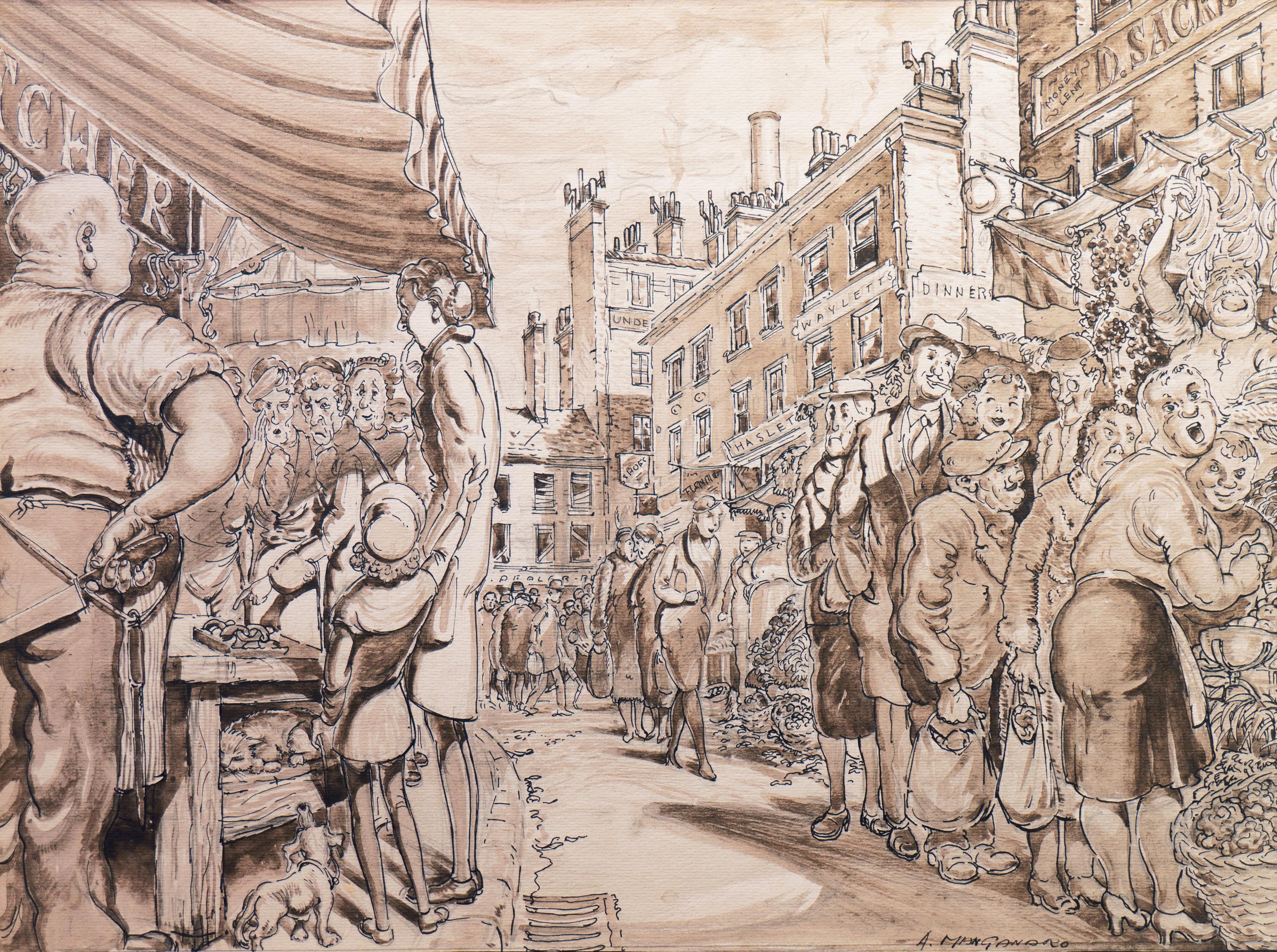 Figurative Art de Antonio Manganaro - Los atractivos perdurables del mercado abierto", Sátira del capitalismo