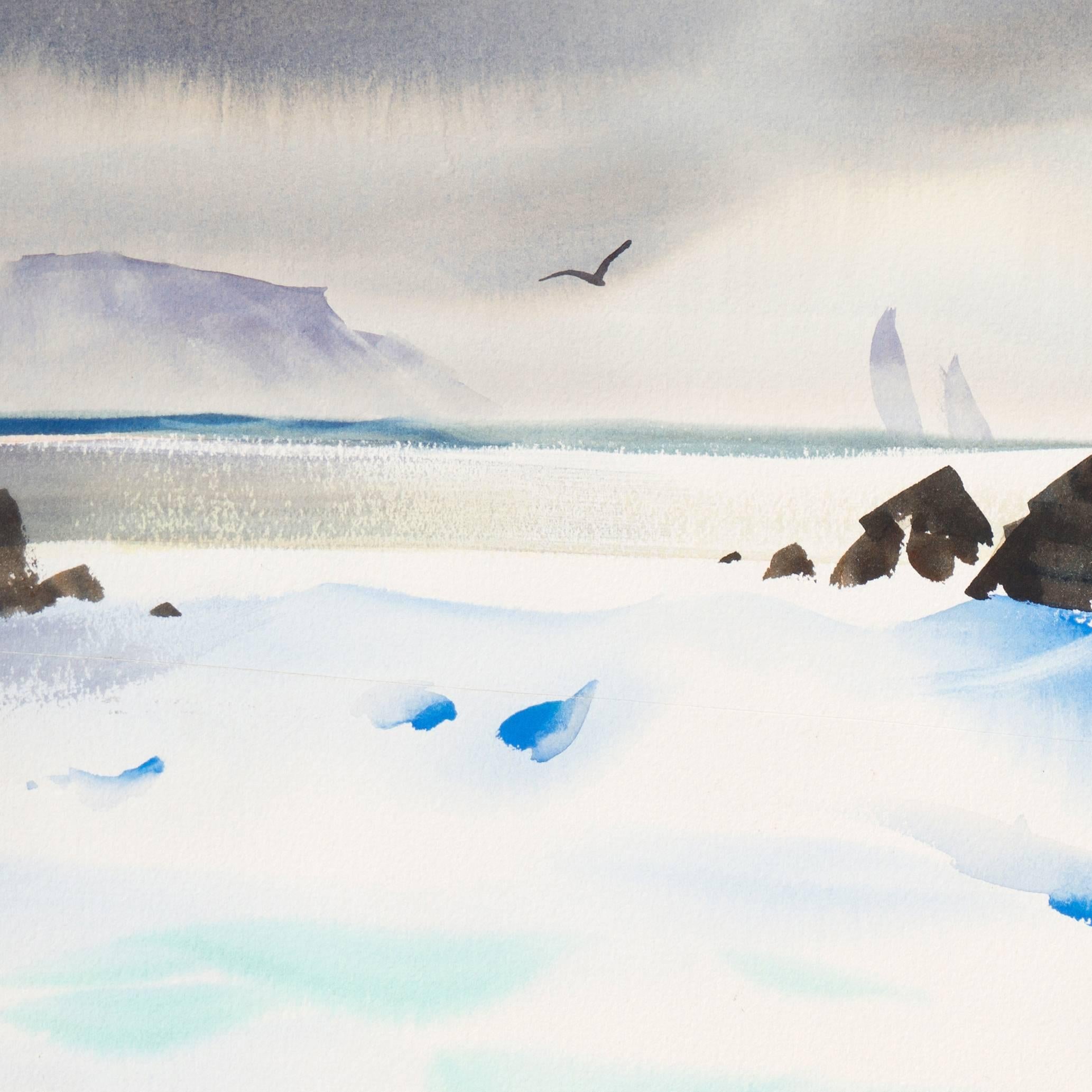 'Modernist Seascape', San Diego Watercolor Society, Dallas - Gray Landscape Art by Robert Landry