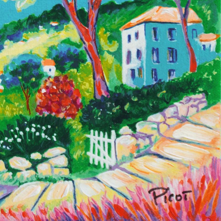 'Cap Ferrat', Academy of Fine Arts of Rouen, Mandelieu-la-Napoule, Benezit, Oil - Blue Landscape Art by Jean-Claude Picot