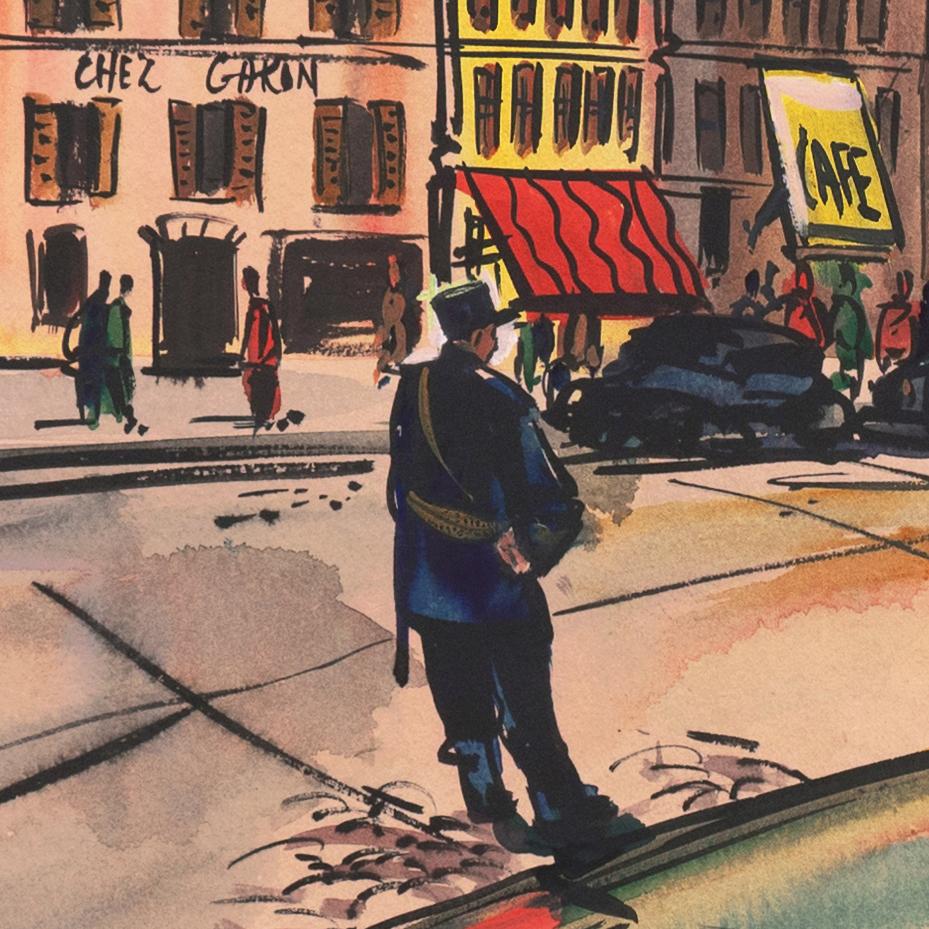 'Flower Seller in Clichy', Parisian Street Vendor, French Post Impressionist For Sale 1
