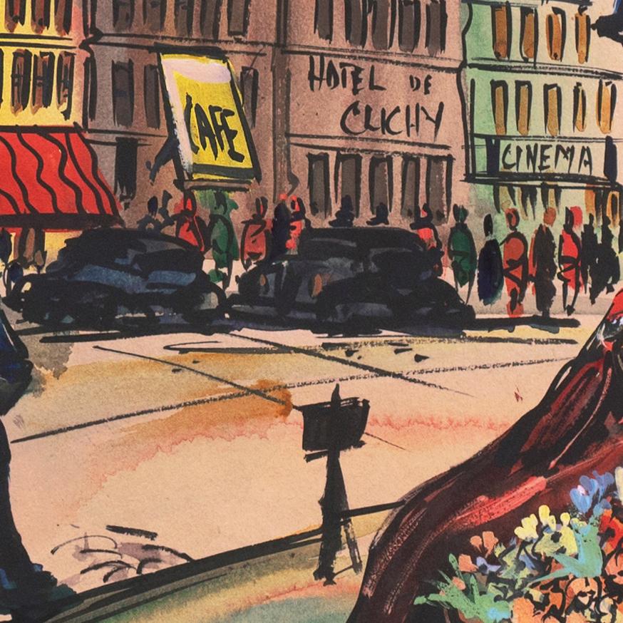 'Flower Seller in Clichy', Parisian Street Vendor, French Post Impressionist For Sale 2