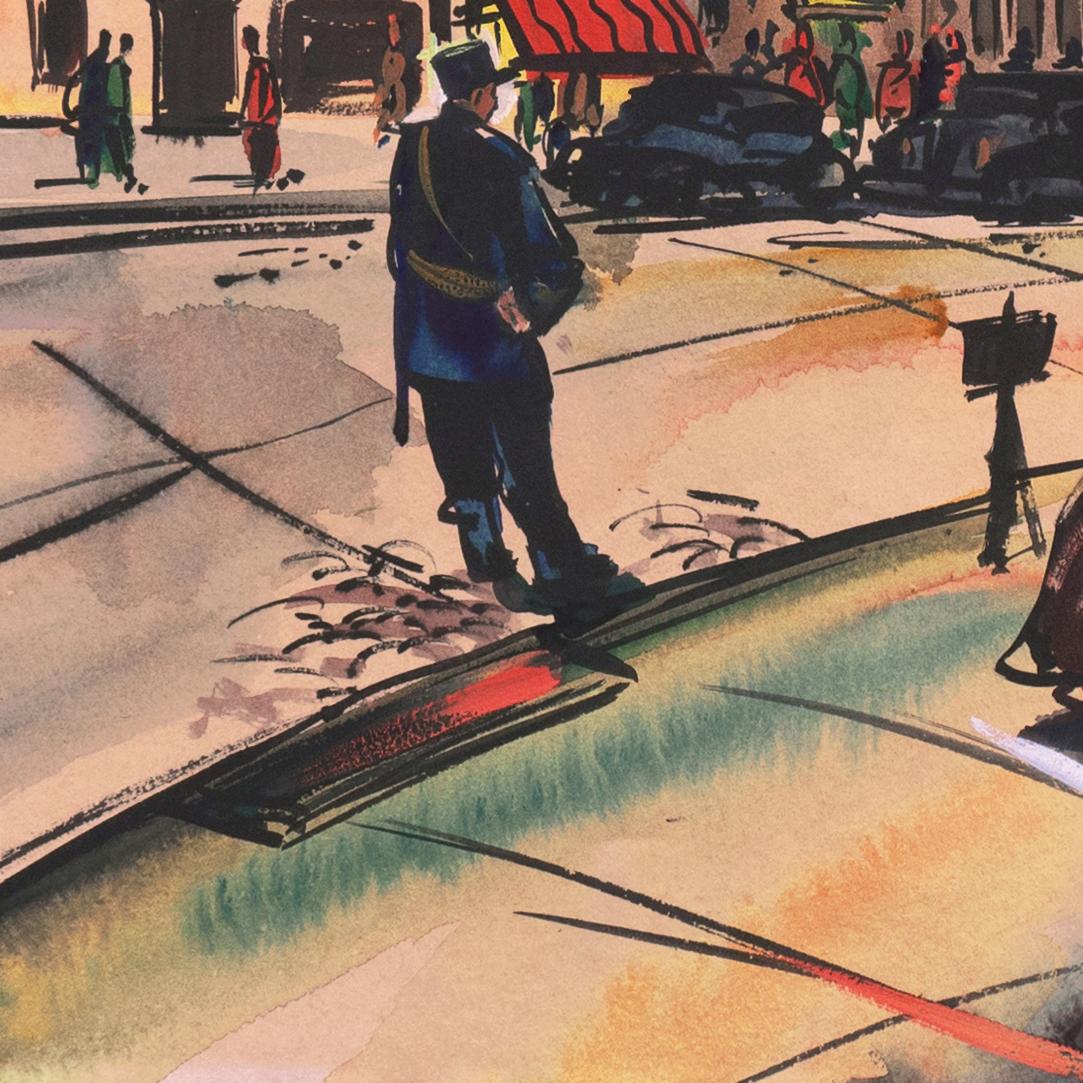'Flower Seller in Clichy', Parisian Street Vendor, French Post Impressionist For Sale 3