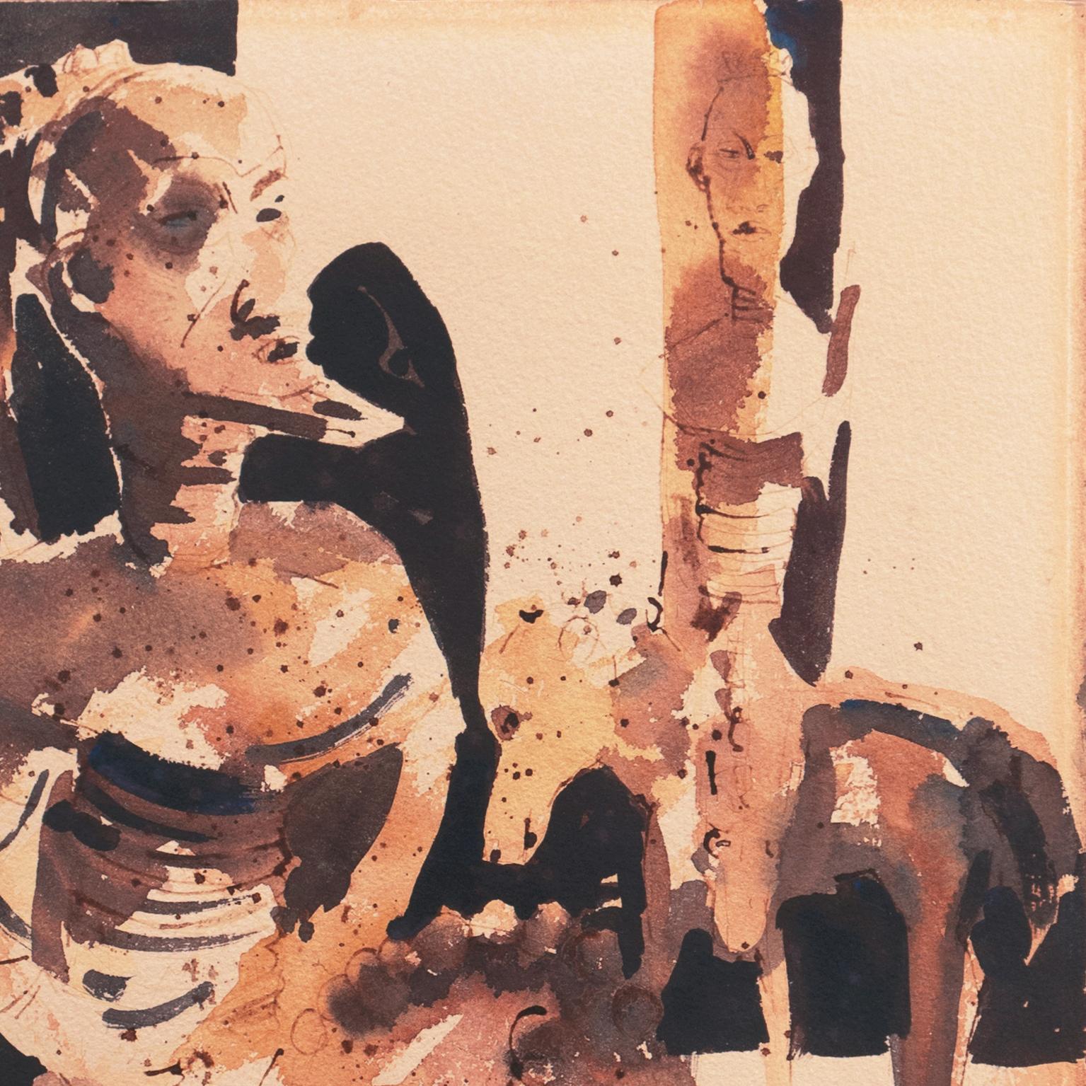 'Figures on Horseback', Los Angeles County Museum, Laguna Beach California - Abstract Art by Ben Abril