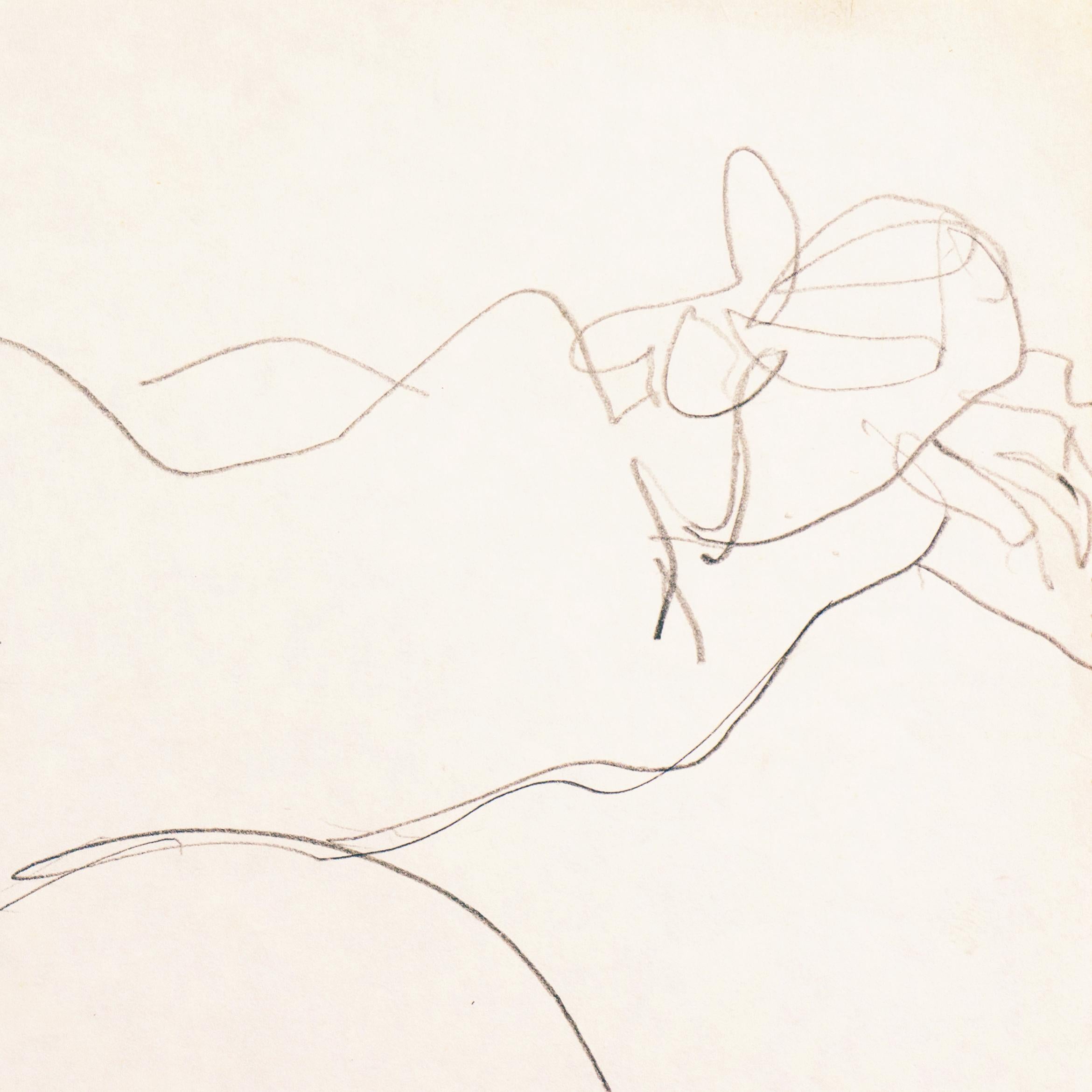 Dessin figuratif au crayon représentant une jeune femme allongée sur un lit. Créé par Victor Di Gesu (américain, 1914-1988) vers 1955 et portant au verso le cachet de la succession de Victor di Gesu.

Lauréat du prix Othon Friesz, Victor di Gesu a