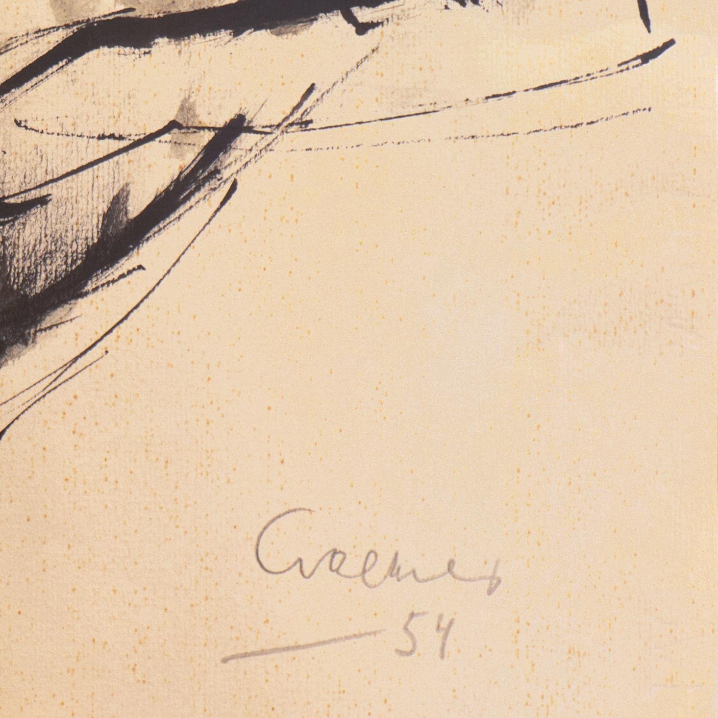 'Reclining Nude', Mid-century German Expressionist, Düsseldorf, Venice Biennale - Beige Figurative Art by Kurt Craemer