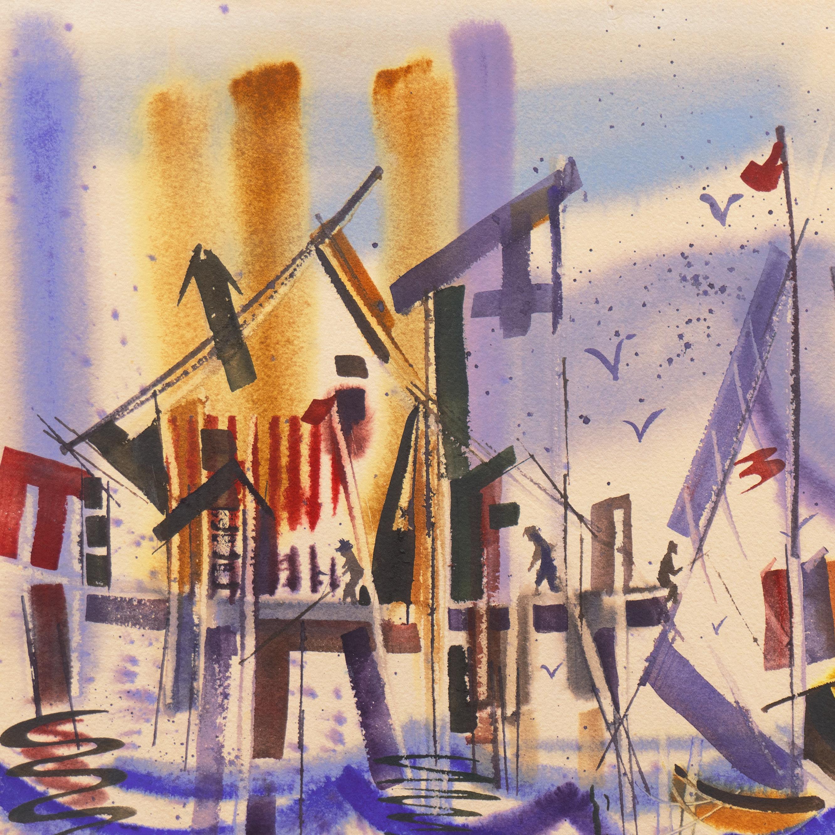 « Fishermen at Monterey Wharf » en vente 1
