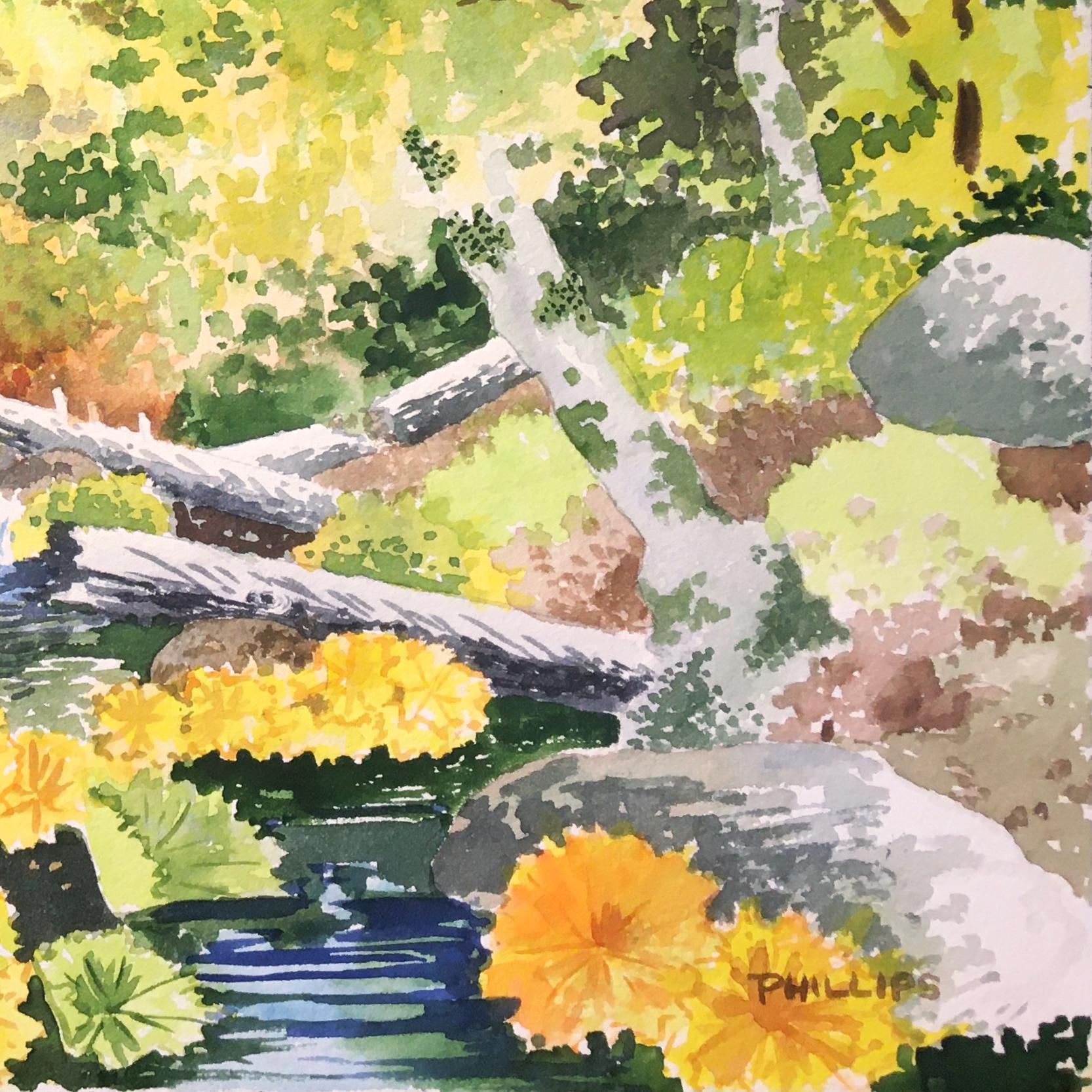 'Woodland Stream in Spring', San Francisco Bay Area, Monterey, California - Art by James March Phillips