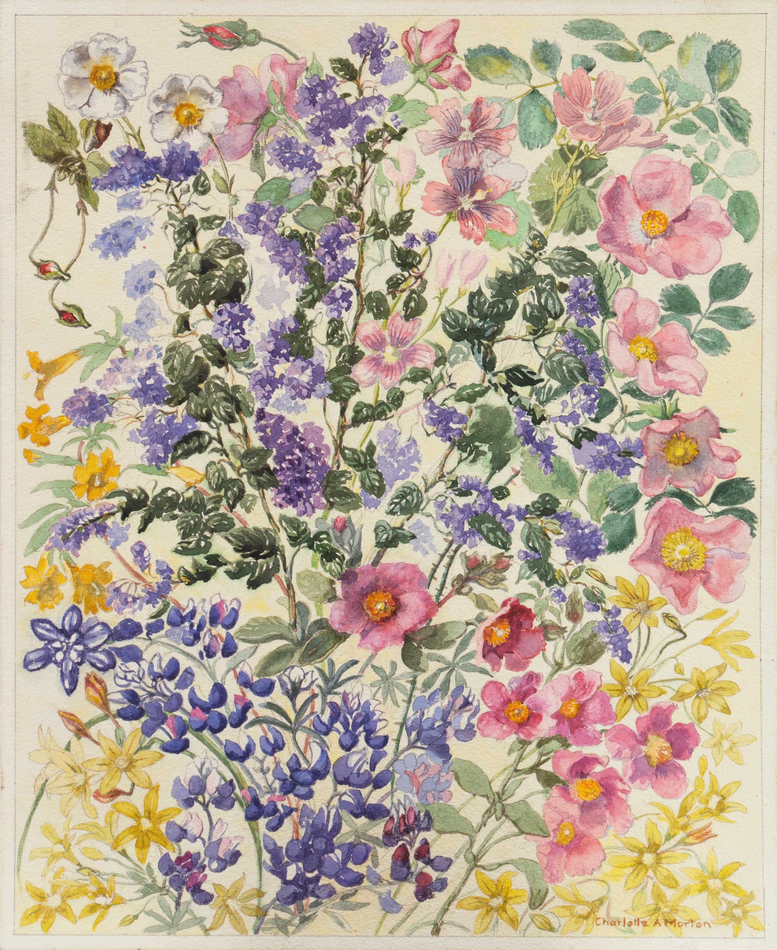 'Fiori di primavera', Kansas, Carmel Art Association, Pratt Institute, AIC, ASL - Still-Life Beige di Charlotte Morton