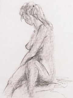 Desnudo sentado", estudio figurativo en grafito del modernista estadounidense