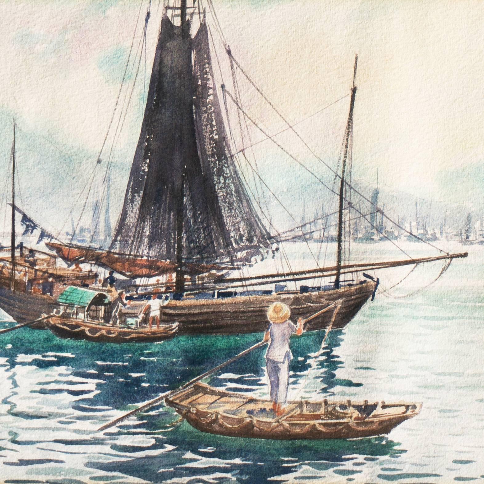 Causeway Bay, Hong Kong - Beige Landscape Art by George Marzan