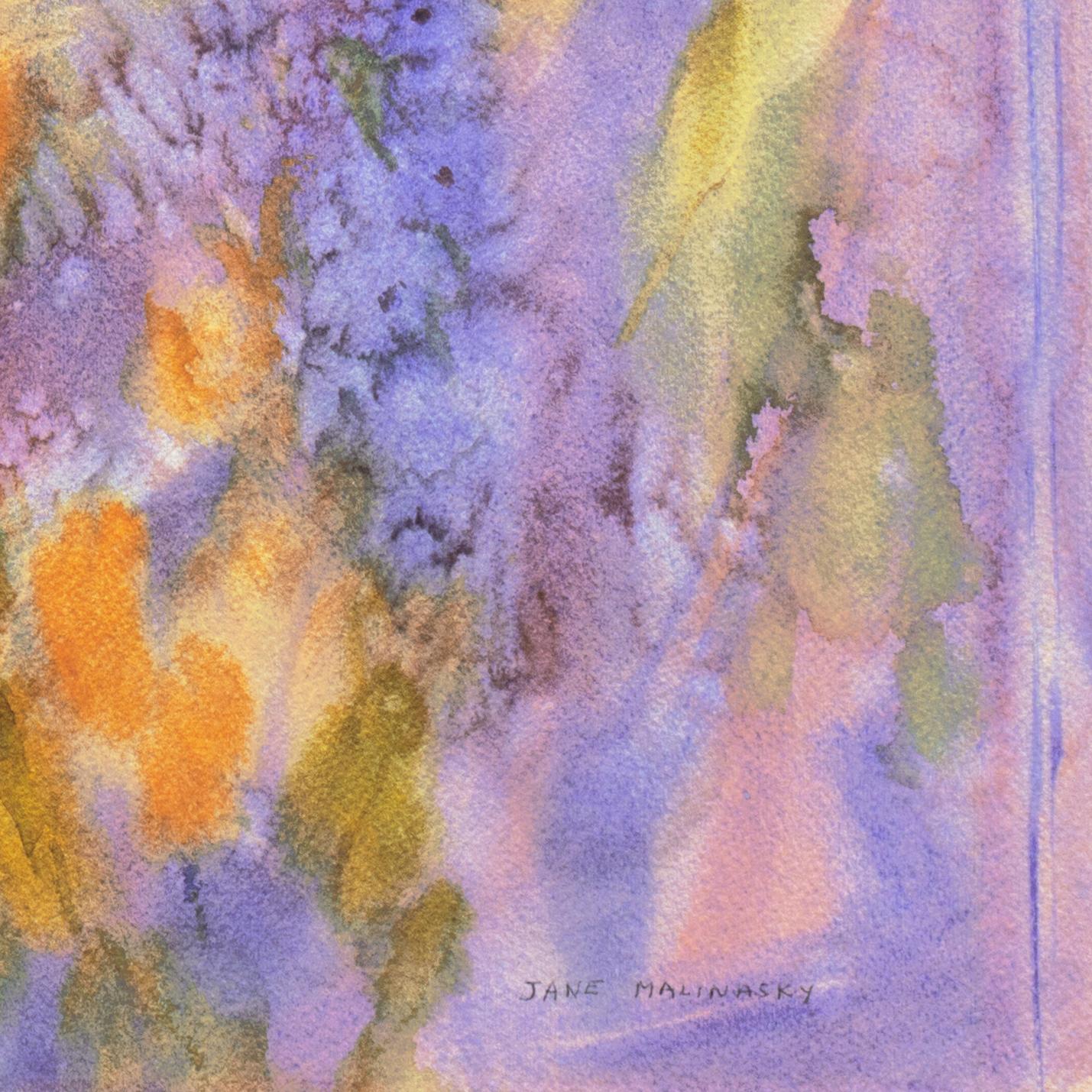 'Lilac and Tulips', American School Floral Abstraction - Art by Jane Malinasky