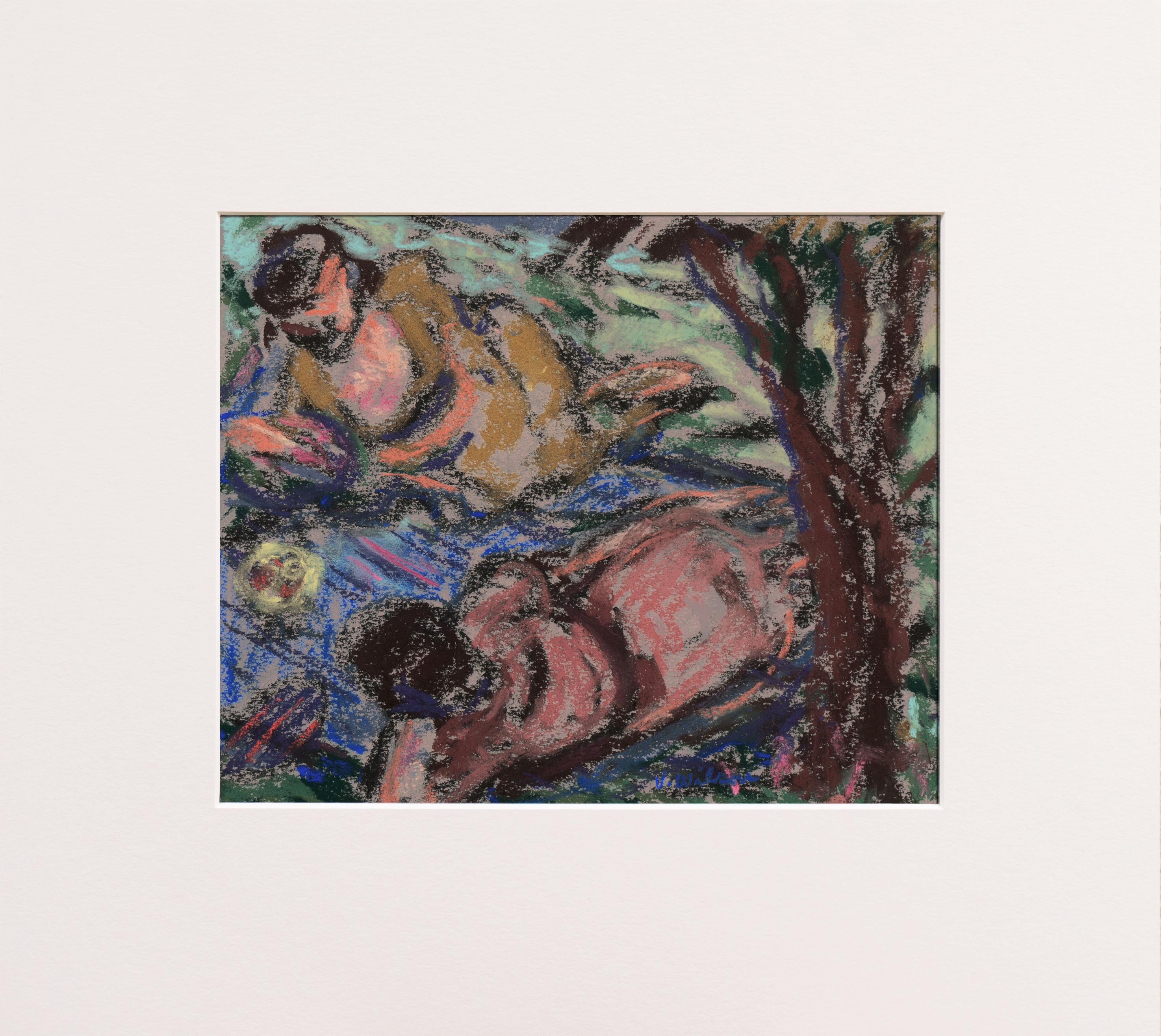 'Picnic in the Shade', Pasadena Art Center, LAAA, Taos, New Mexico, Pittsburgh - Black Figurative Art by Vernon Wilson