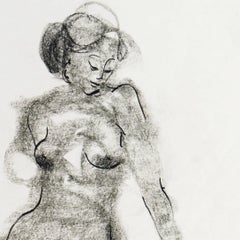 'Kneeling Nude', American Modernist Graphite Figural Study