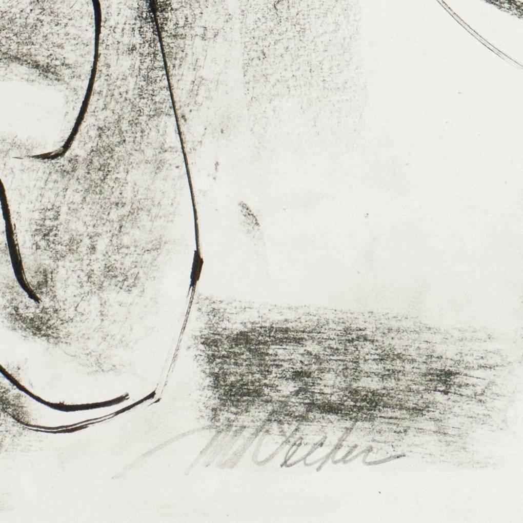 'Kneeling Nude', American Modernist Graphite Figural Study For Sale 2