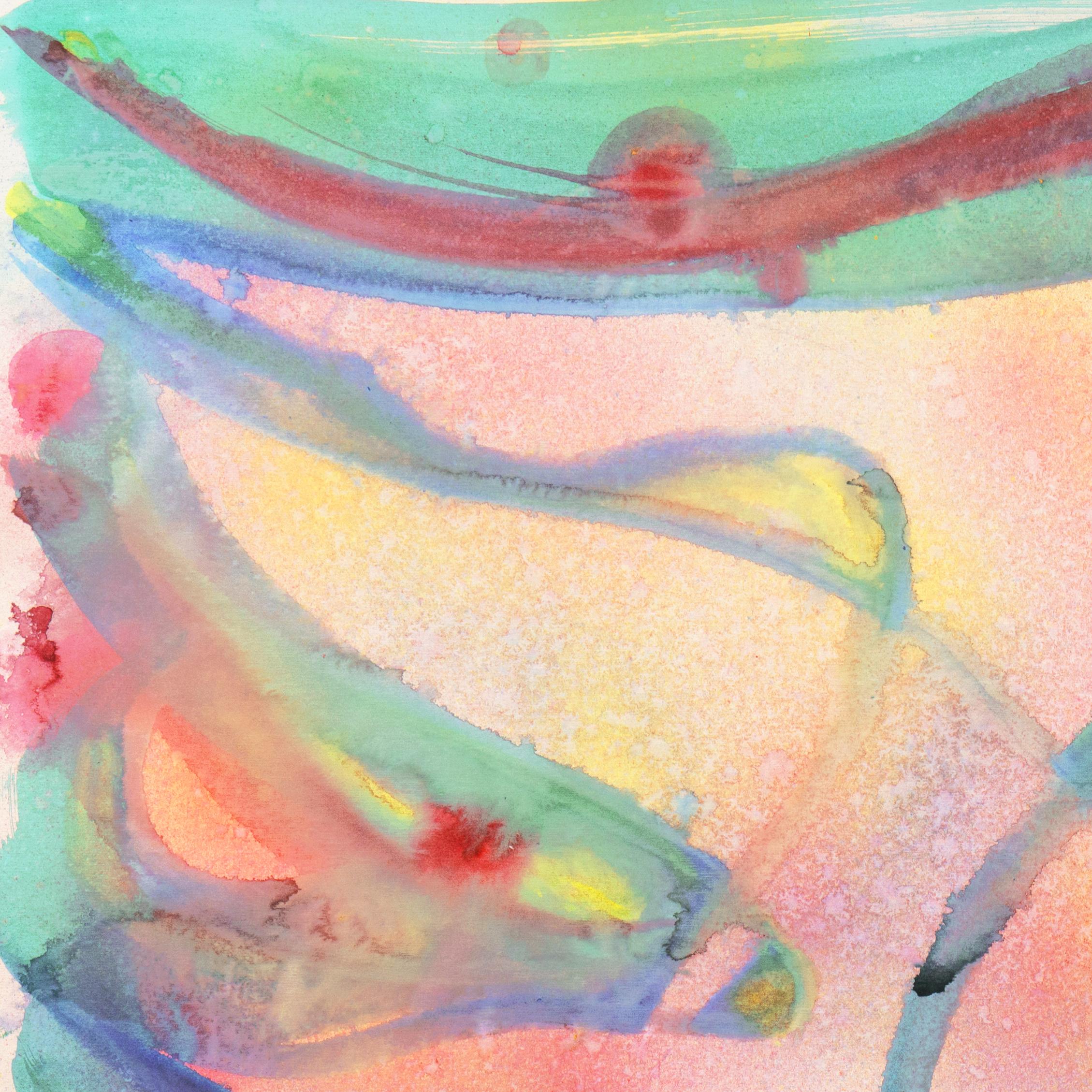 'Rainbow Abstract', San Francisco Bay Area, Abstract Expressionist Watercolor For Sale 1