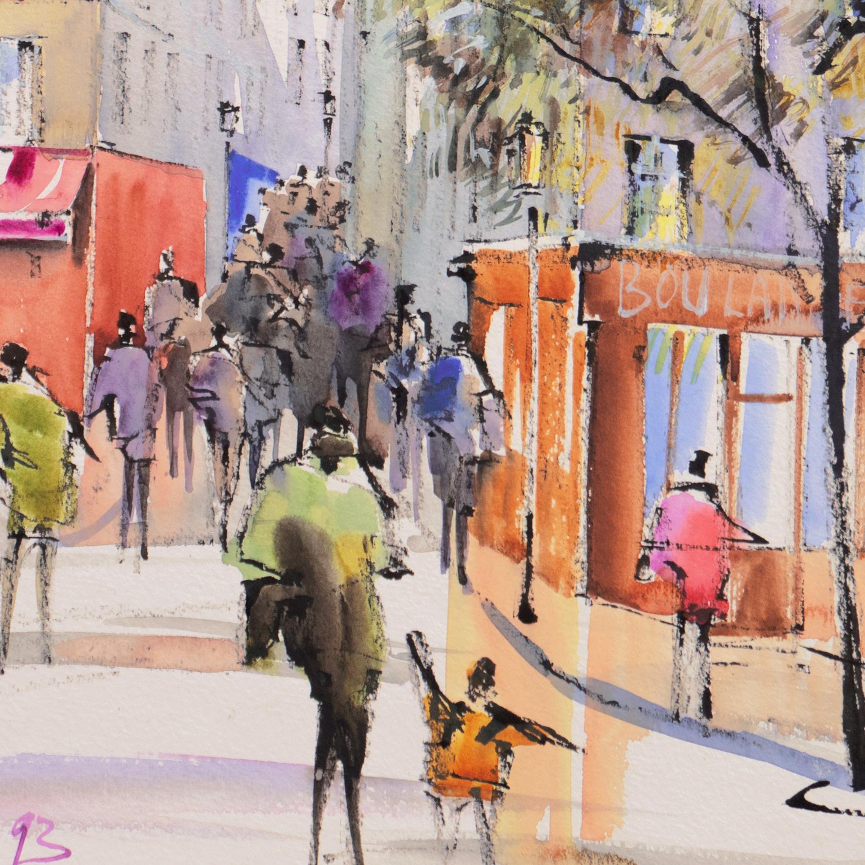 'Le Consulat, Montmartre', Paris Cafe, Cathedral of Sacré-Cœur, Basilica - Beige Landscape Art by 20th Century French School